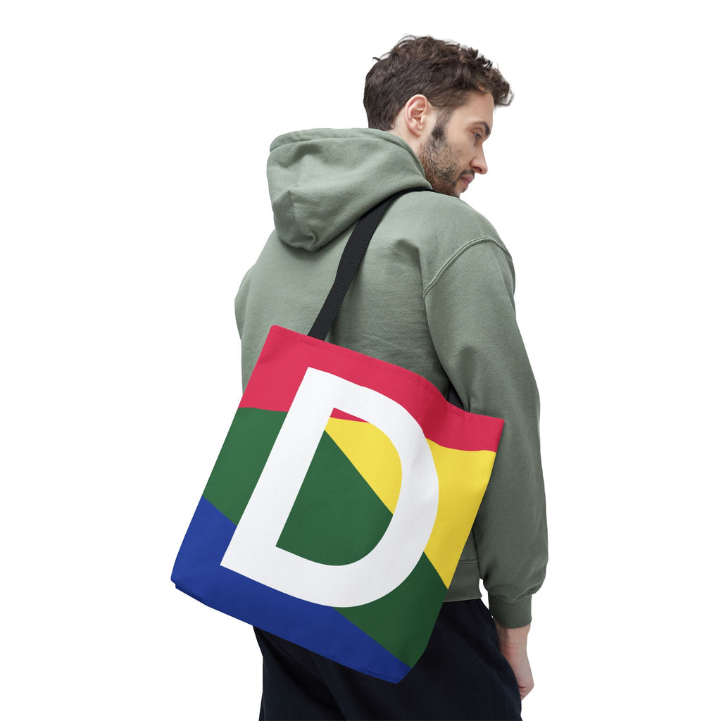 Monogram 'D' Colorblock Tote Bag — Personalized Initial D Shoulder Tote