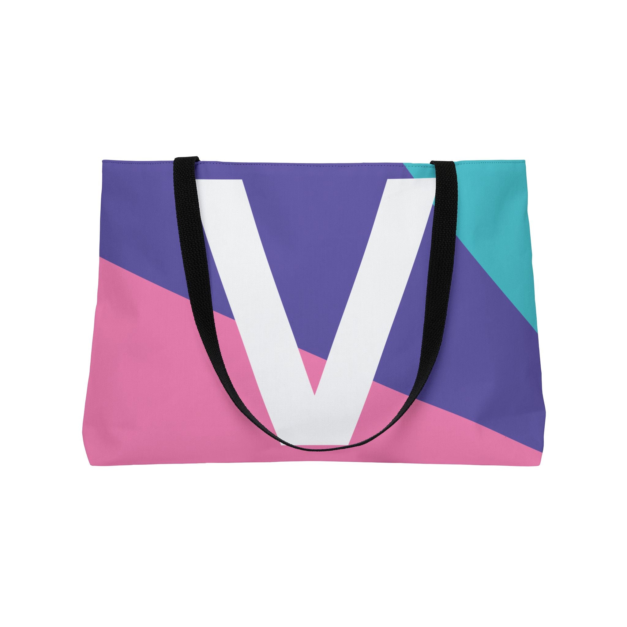 Personalized 'V' Colorblock Tote Bag — Monogram Weekender Tote