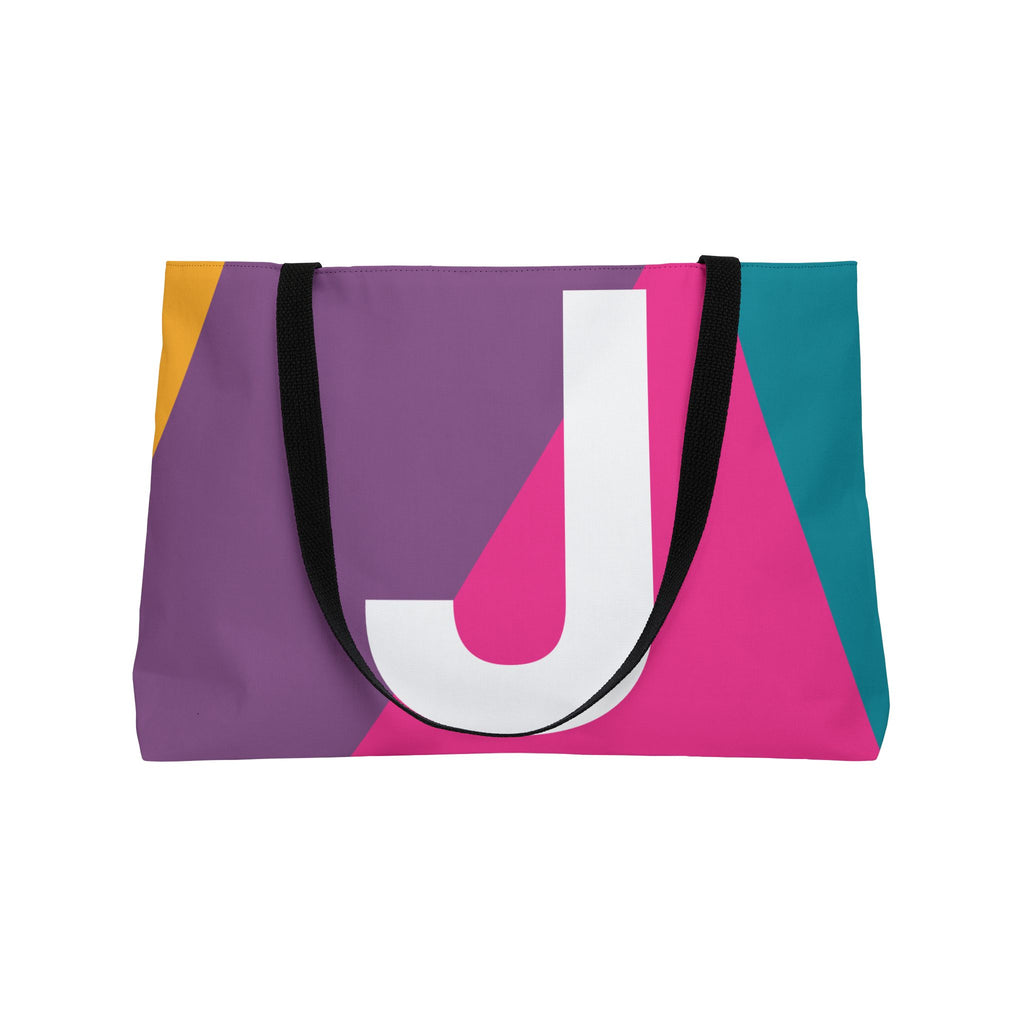 Personalized 'J' Colorblock Tote Bag — Monogram Weekender Tote