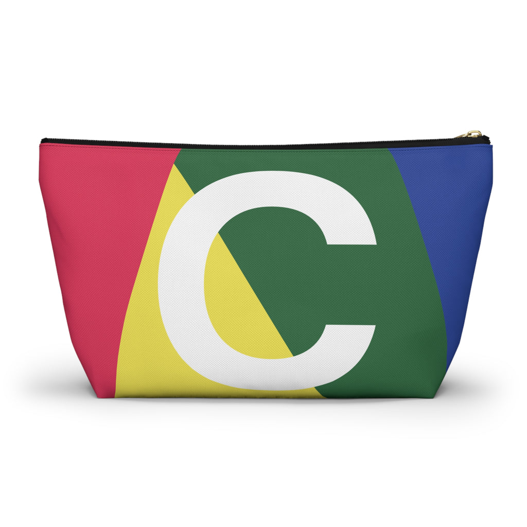 Initials Colorblock Accessory Pouch — Monogram C T-Bottom Cosmetic Bag