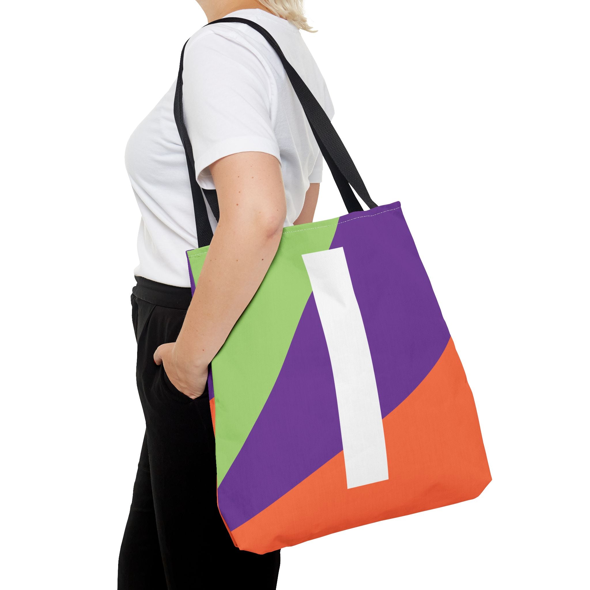 Monogram 'I' Colorblock Tote Bag — Personalized Initial I Shoulder Tote