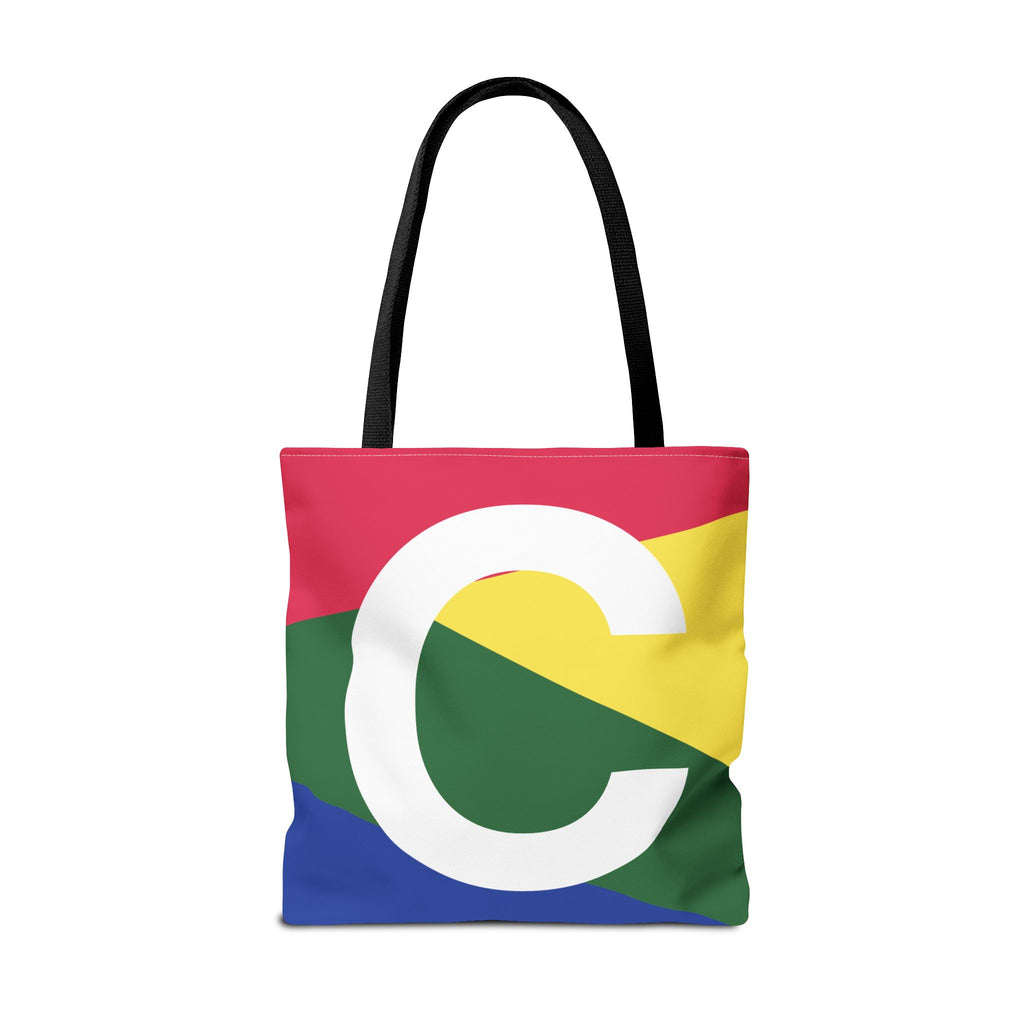 Monogram 'C' Colorblock Tote Bag — Personalized Initial C Shoulder Tote