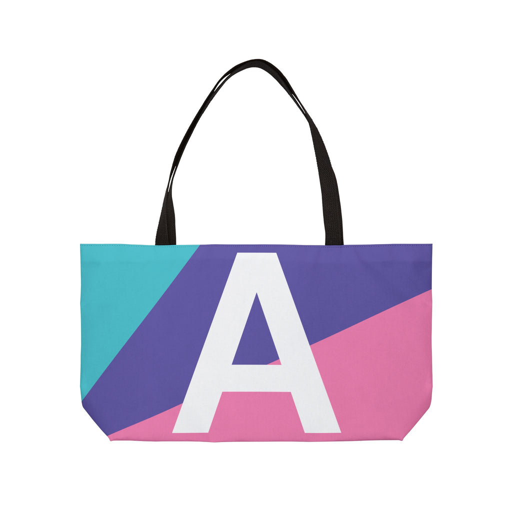 Personalized 'A' Colorblock Tote Bag — Monogram Weekender Tote