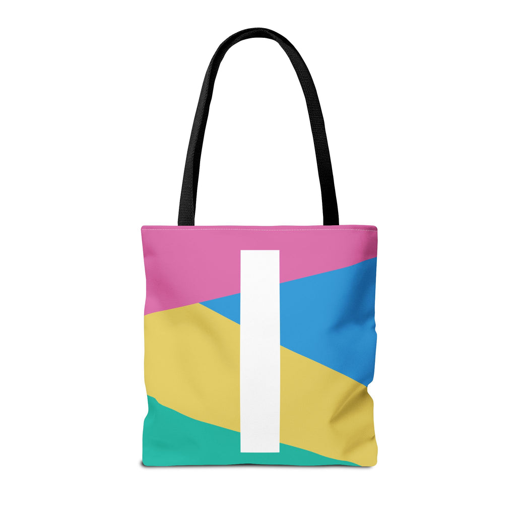 Monogram 'I' Colorblock Tote Bag — Personalized Initial I Shoulder Tote
