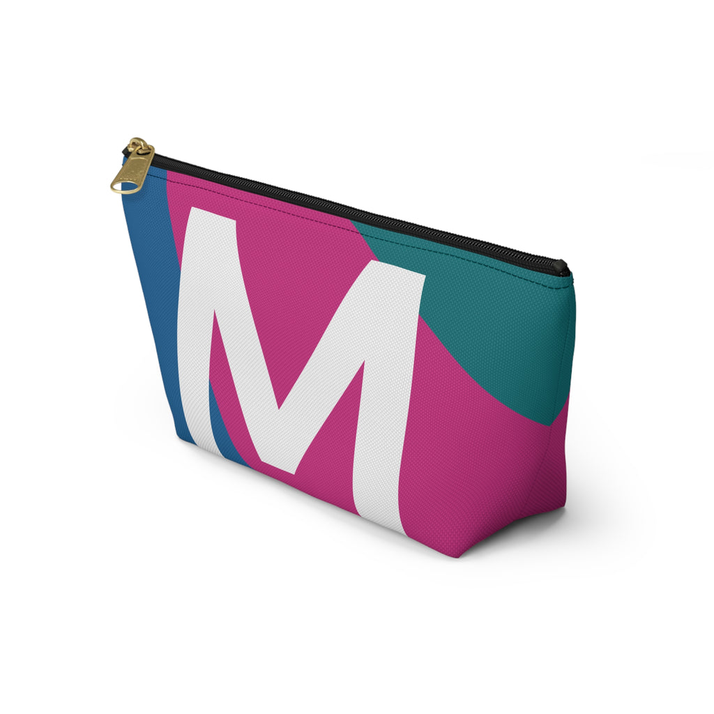 Initials Colorblock Accessory Pouch — Monogram M T-Bottom Cosmetic Bag