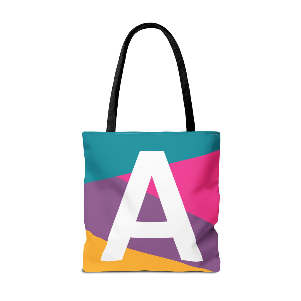 Monogram 'A' Colorblock Tote Bag — Personalized Initial A Shoulder Tote