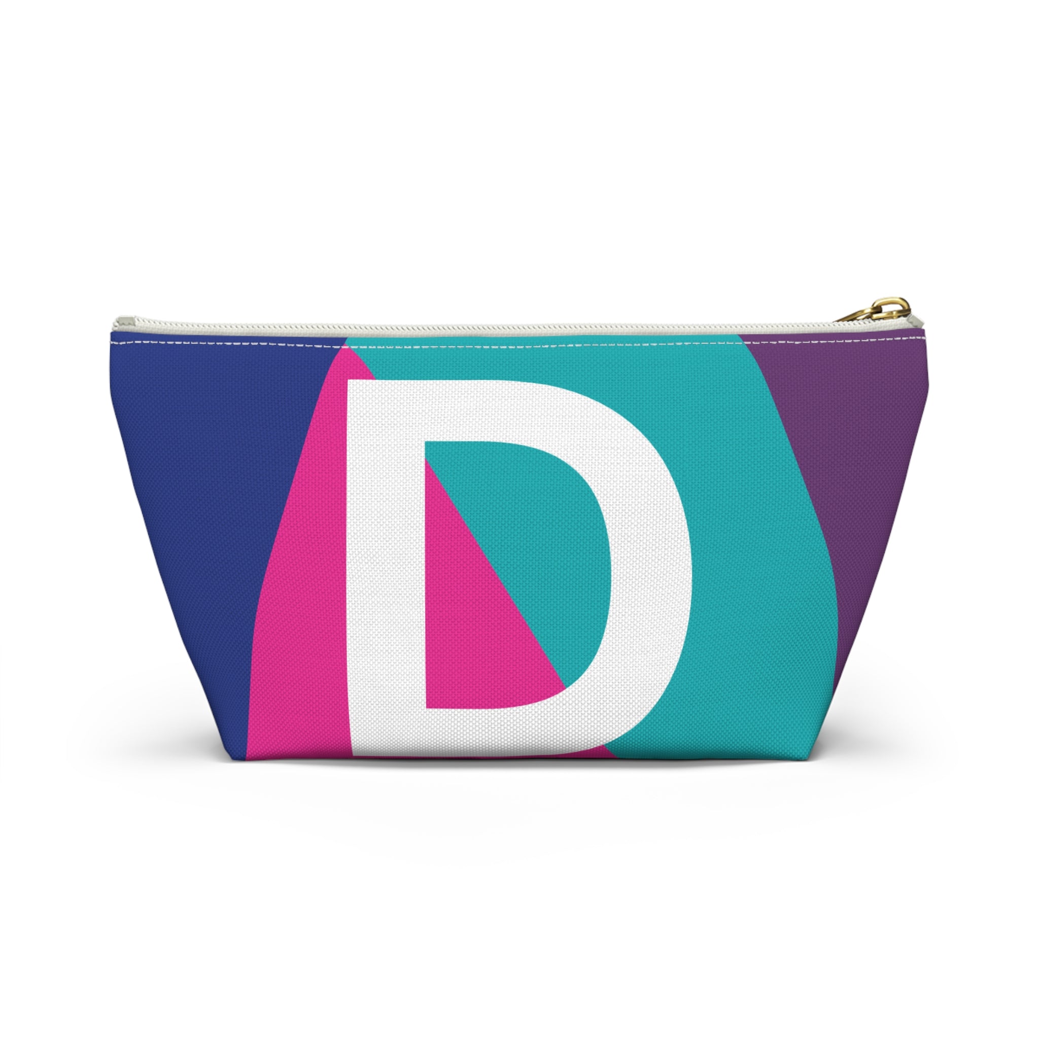 Initials Colorblock Accessory Pouch — Monogram D T-Bottom Cosmetic Bag