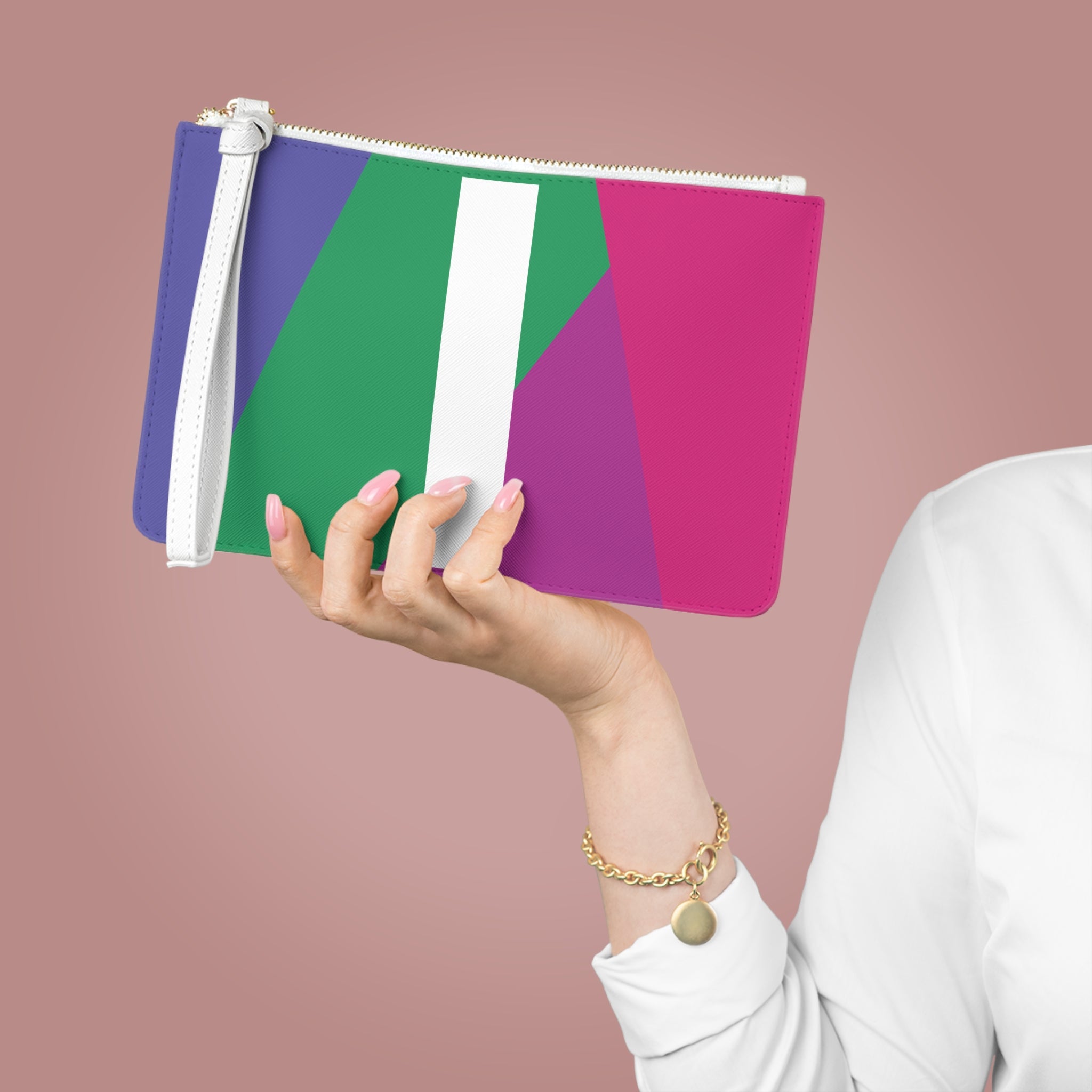 Monogram 'I' Colorblock Clutch Bag — Bold Geometric Wristlet for Everyday & Gifts