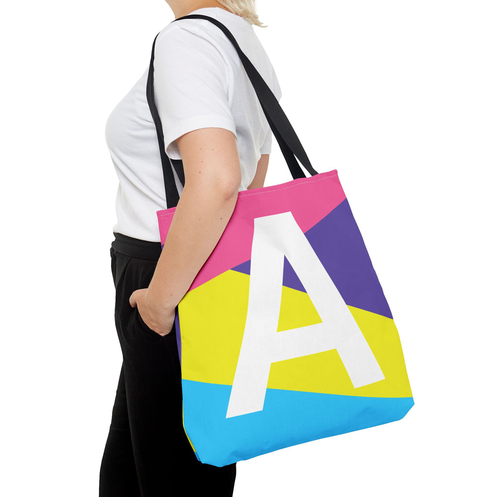 Monogram 'A' Colorblock Tote Bag — Personalized Initial A Shoulder Tote
