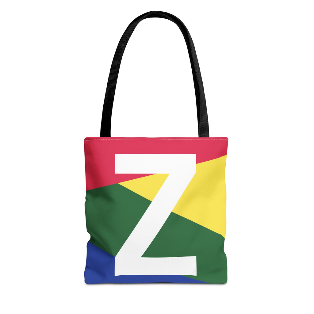 Monogram 'Z' Colorblock Tote Bag — Personalized Initial Z Shoulder Tote