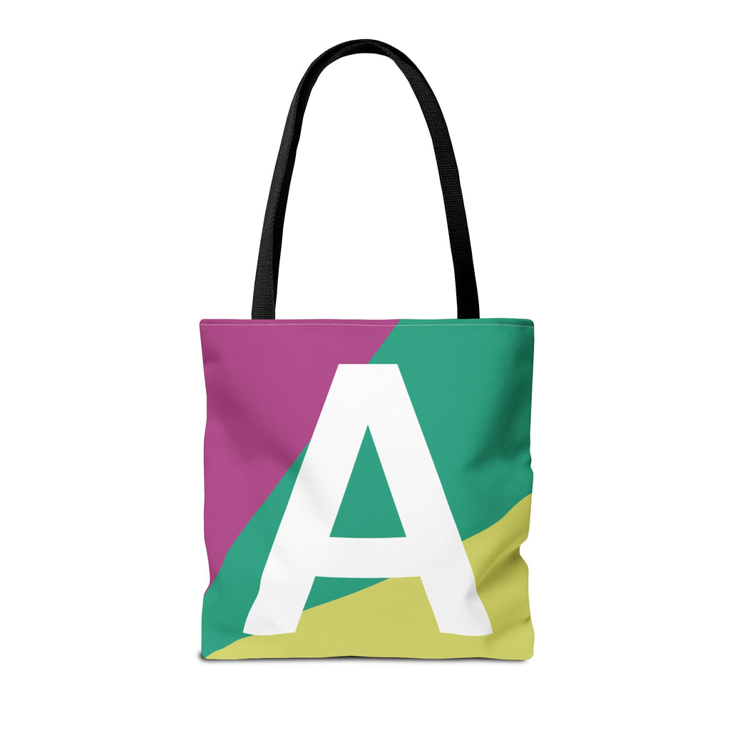 Monogram 'A' Colorblock Tote Bag — Personalized Initial A Shoulder Tote