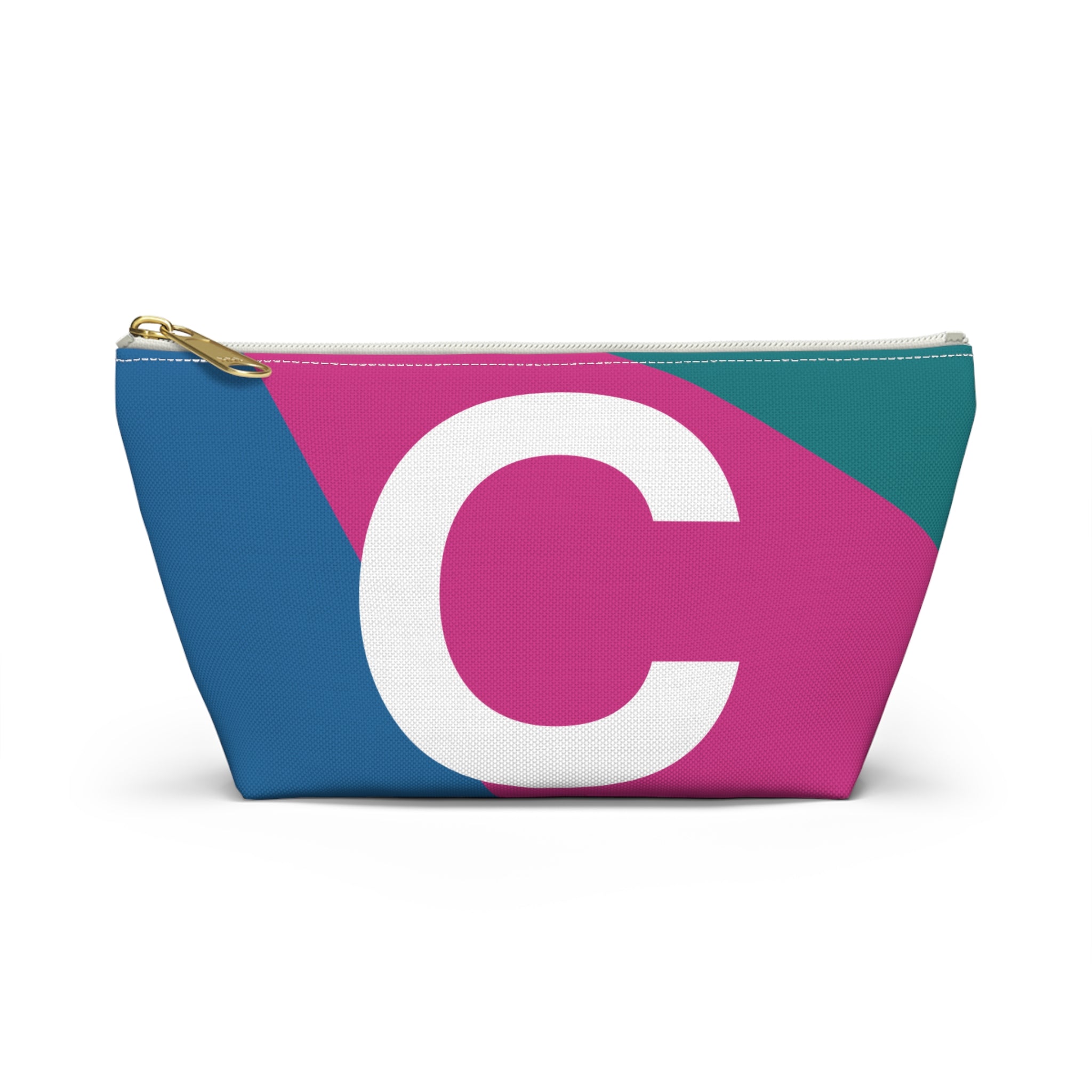 Initials Colorblock Accessory Pouch — Monogram C T-Bottom Cosmetic Bag