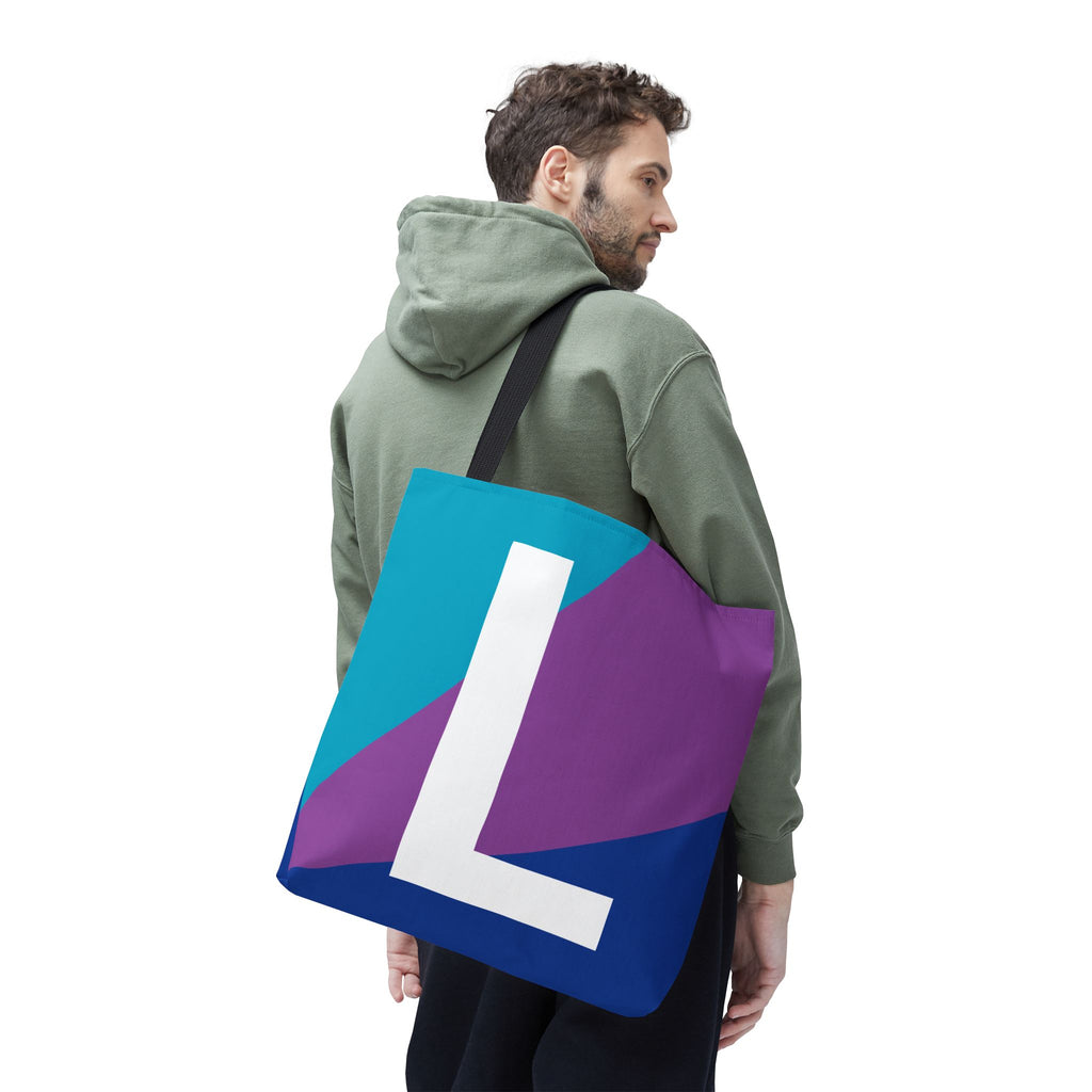 Monogram 'L' Colorblock Tote Bag — Personalized Initial L Shoulder Tote