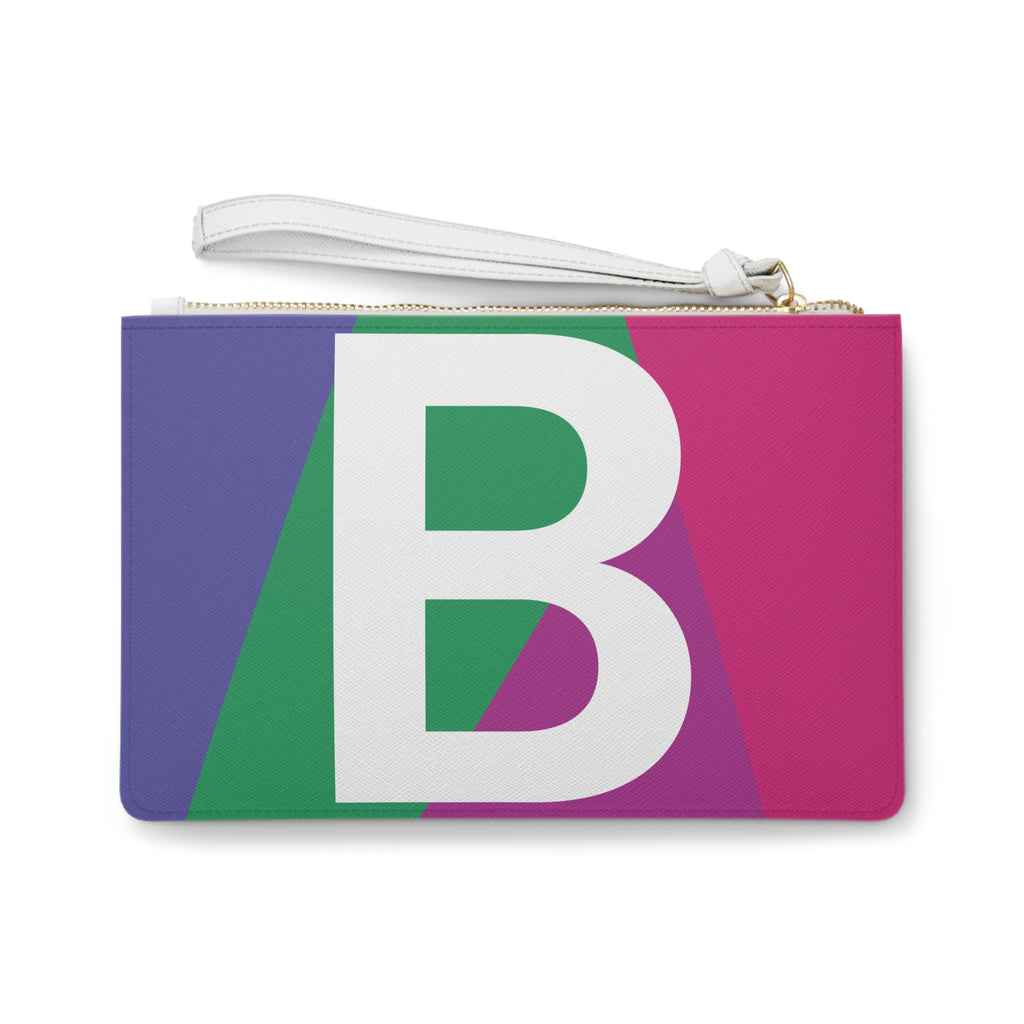 Monogram 'B' Colorblock Clutch Bag — Bold Geometric Wristlet for Everyday & Gifts