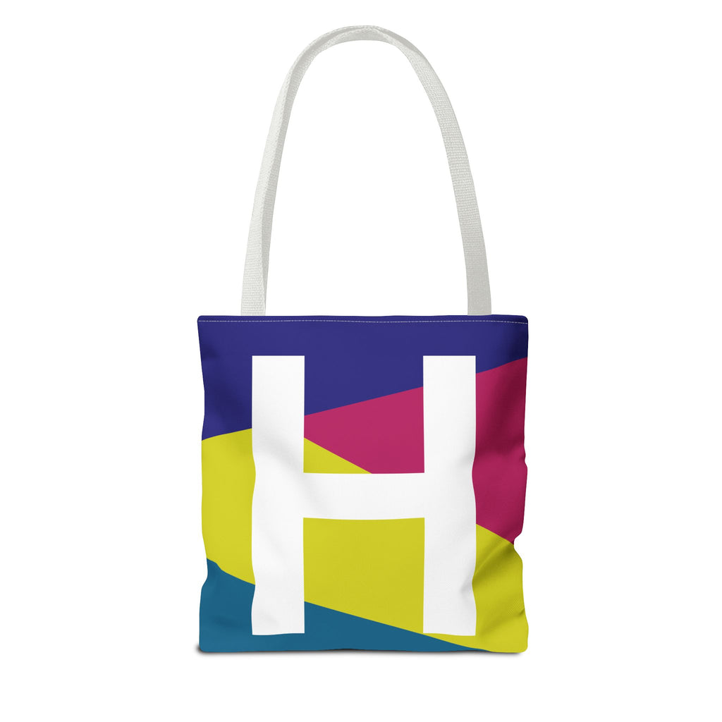 Monogram 'H' Colorblock Tote Bag — Personalized Initial H Shoulder Tote