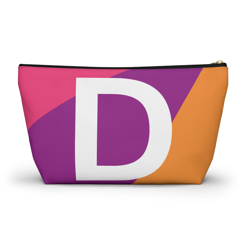 Initials Colorblock Accessory Pouch — Monogram D T-Bottom Cosmetic Bag
