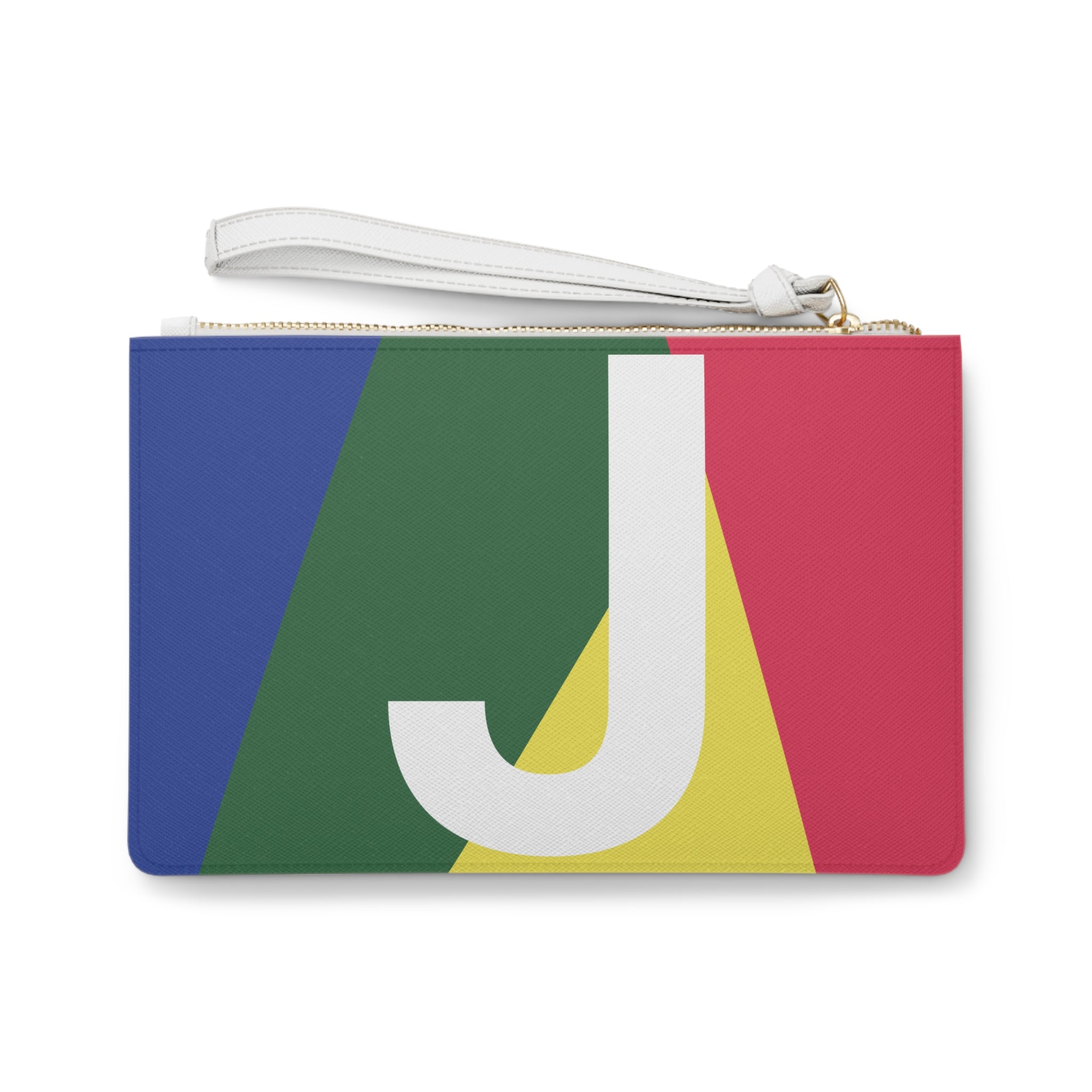 Monogram 'J' Colorblock Clutch Bag — Bold Geometric Wristlet for Everyday & Gifts