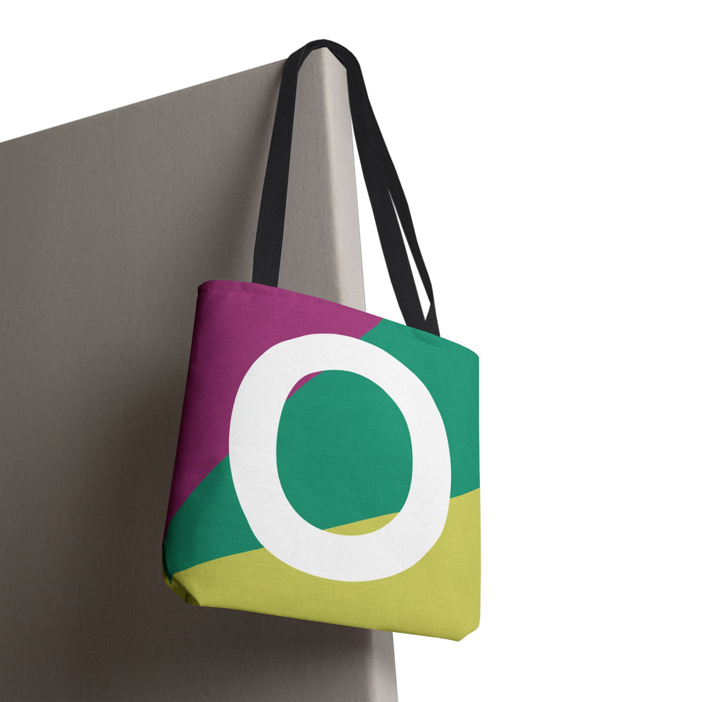 Monogram 'O' Colorblock Tote Bag — Personalized Initial O Shoulder Tote