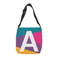 Initial Letter 'A' Colorblock Adjustable Tote Bag — Monogram Alphabet Shoulder Bag