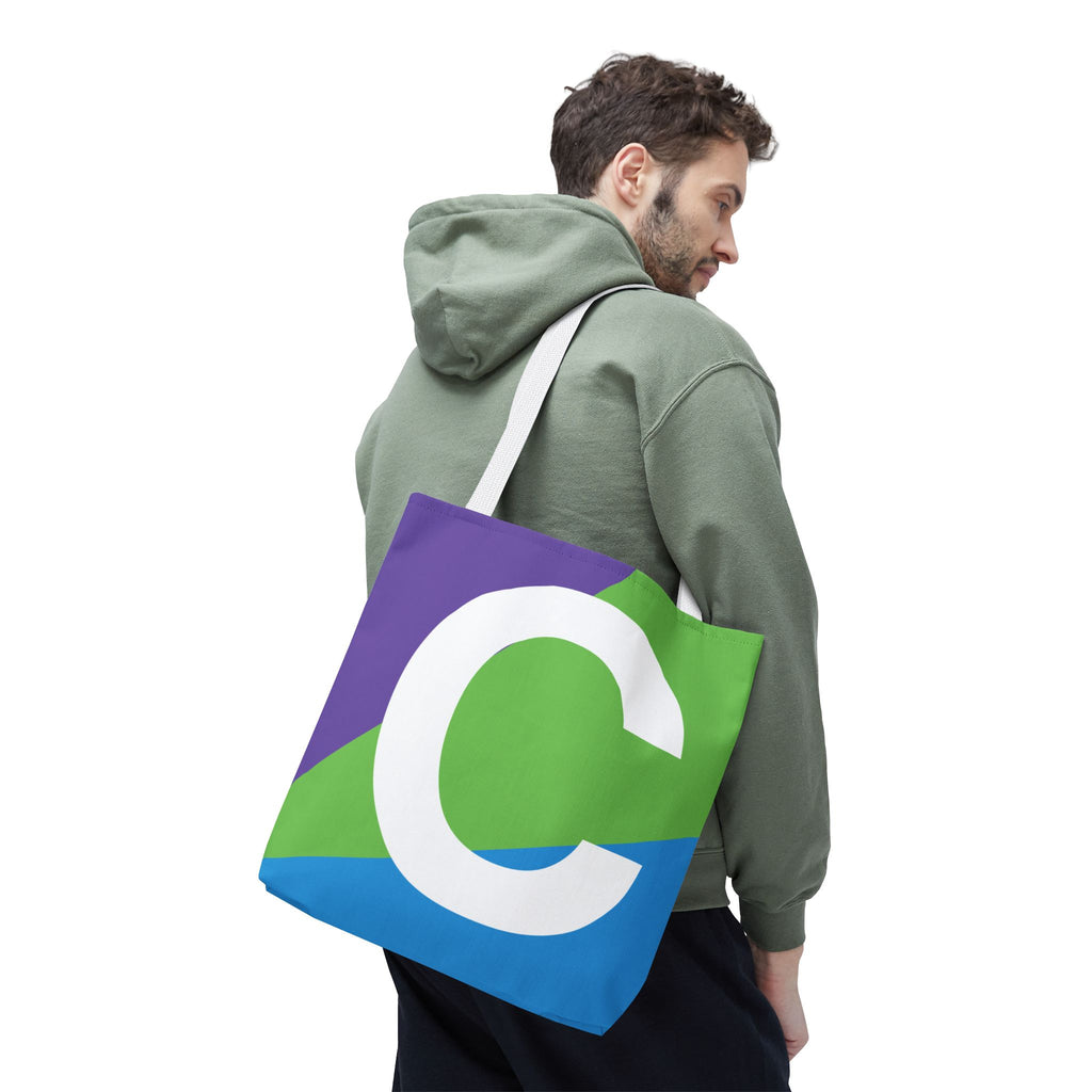 Monogram 'C' Colorblock Tote Bag — Personalized Initial C Shoulder Tote