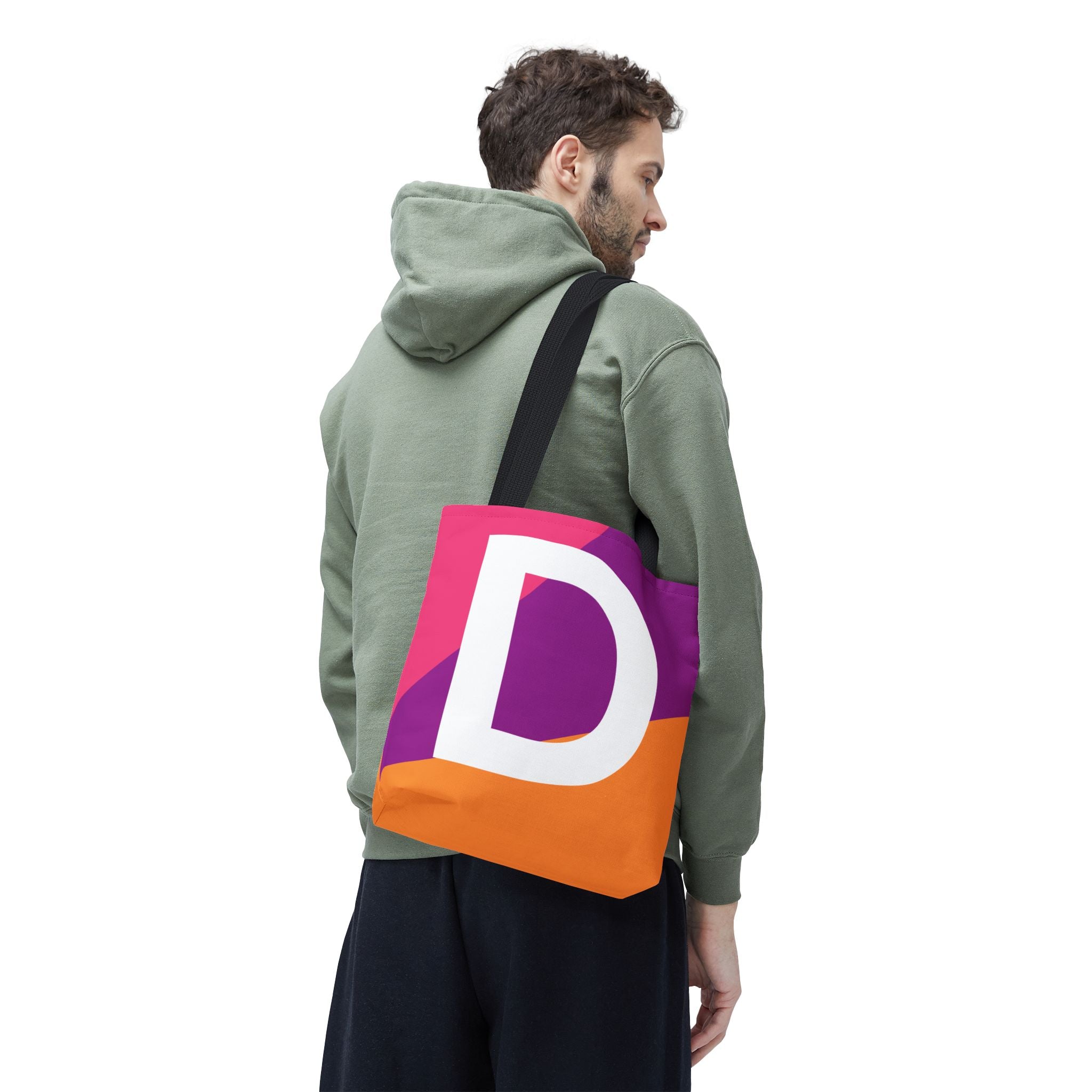 Monogram 'D' Colorblock Tote Bag — Personalized Initial D Shoulder Tote