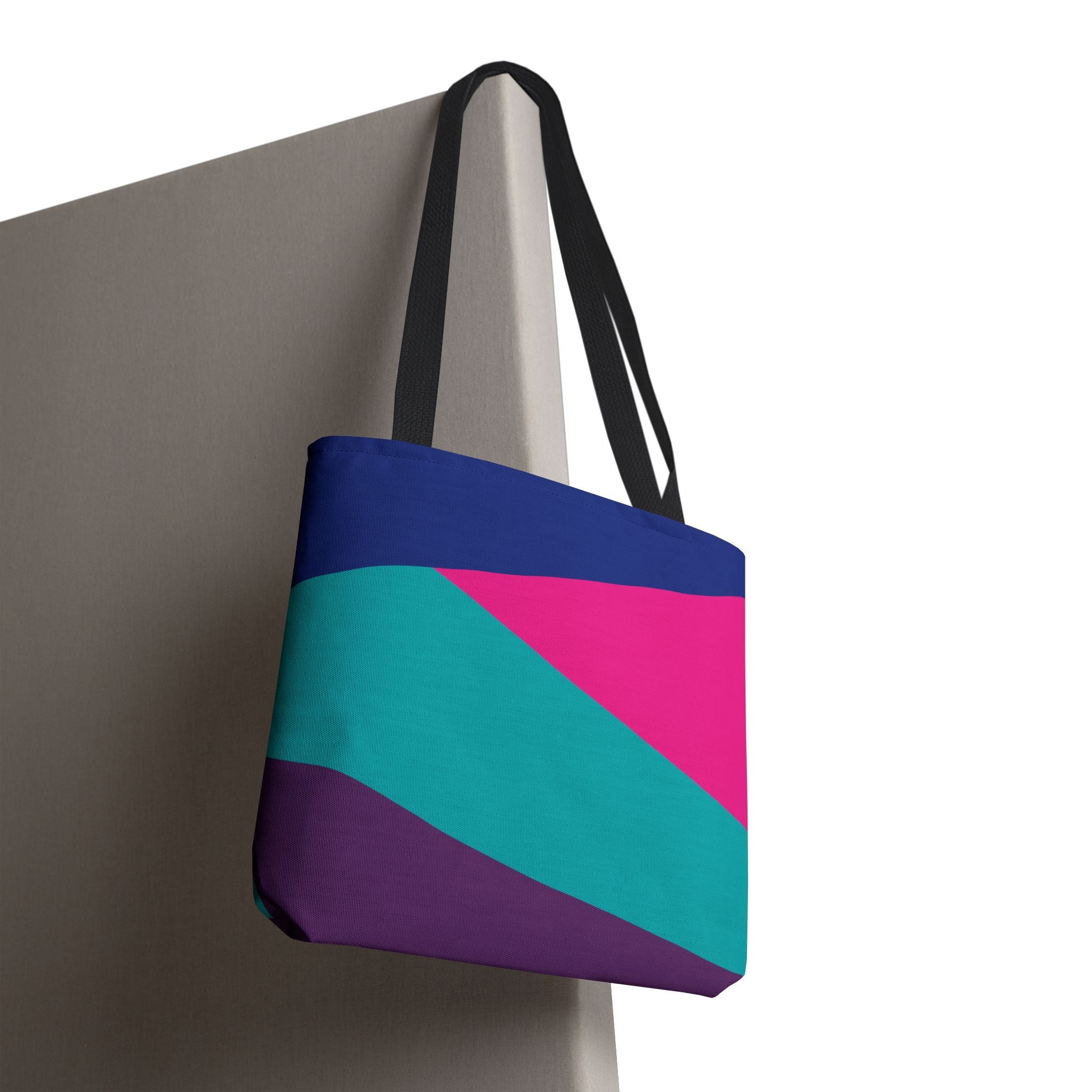 Retro 80s & 90s Inspired Color Block Tote Bag | Stylish Everyday Canvas Shoulder Bag