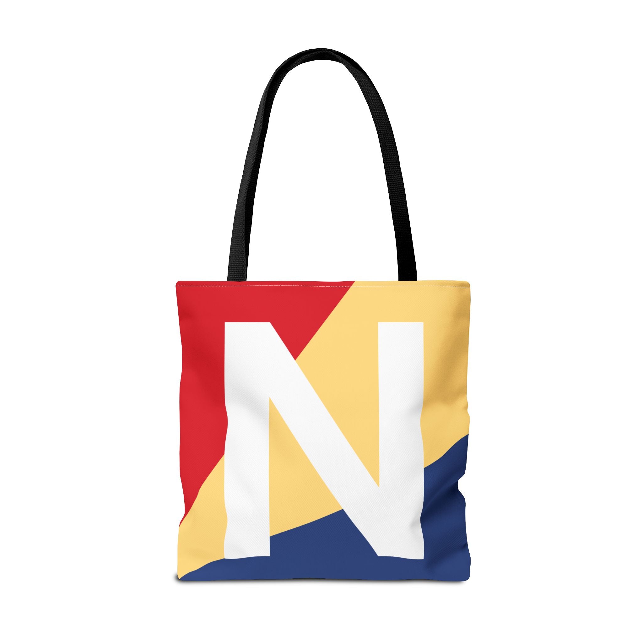Monogram 'N' Colorblock Tote Bag — Personalized Initial N Shoulder Tote