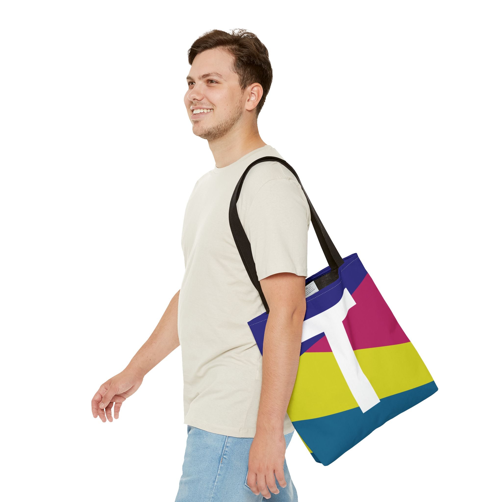 Monogram 'T' Colorblock Tote Bag — Personalized Initial T Shoulder Tote
