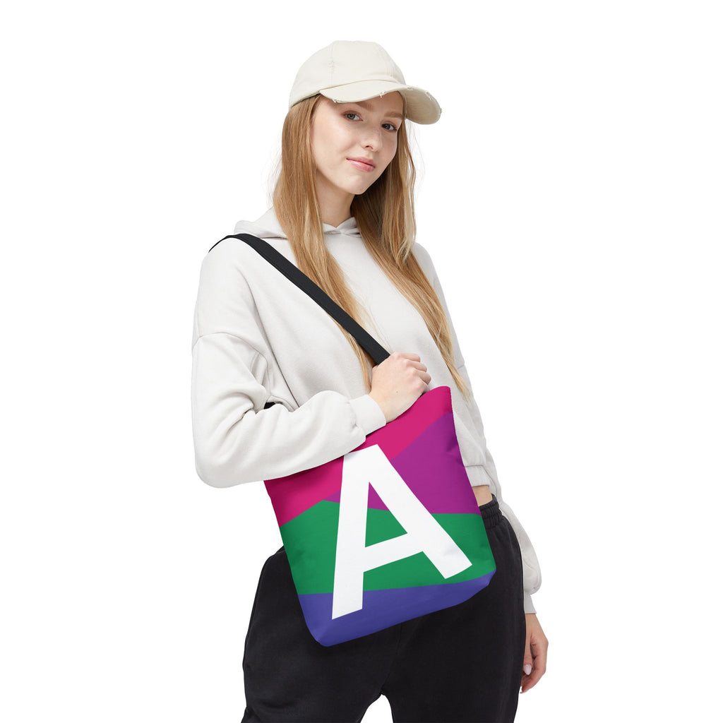 Monogram 'A' Colorblock Tote Bag — Personalized Initial A Shoulder Tote