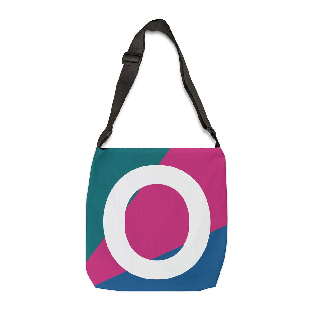 Initial Letter 'O' Colorblock Adjustable Tote Bag — Monogram Alphabet Shoulder Bag