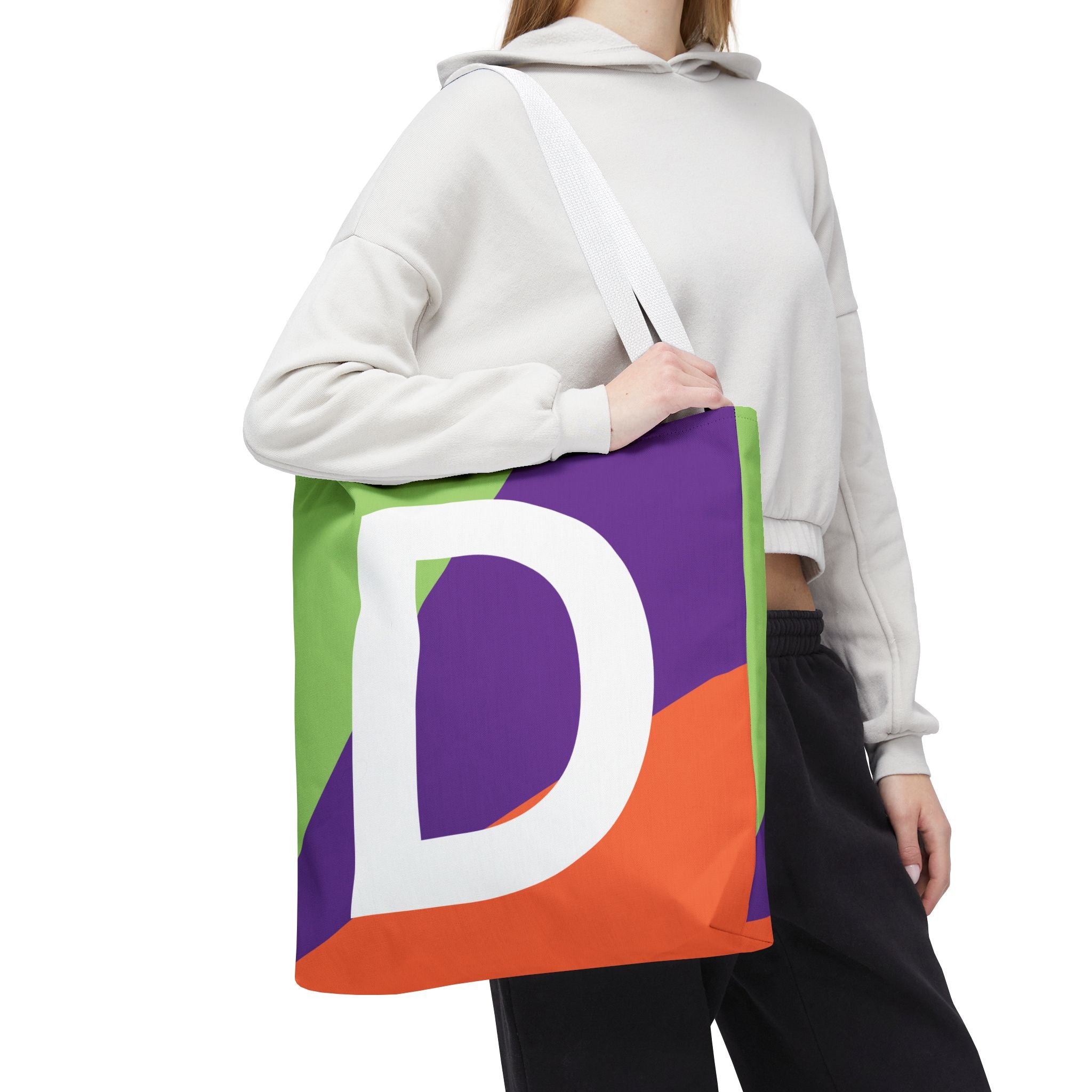 Monogram 'D' Colorblock Tote Bag — Personalized Initial D Shoulder Tote