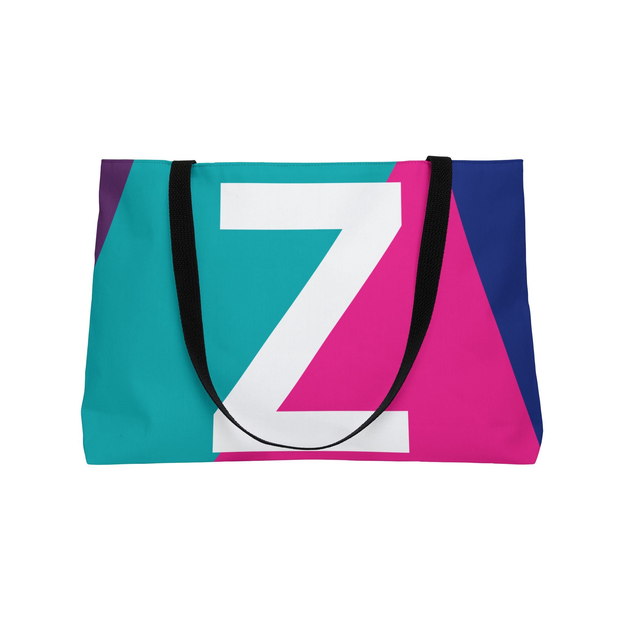 Personalized 'Z' Colorblock Tote Bag — Monogram Weekender Tote