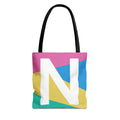 Monogram 'N' Colorblock Tote Bag — Personalized Initial N Shoulder Tote