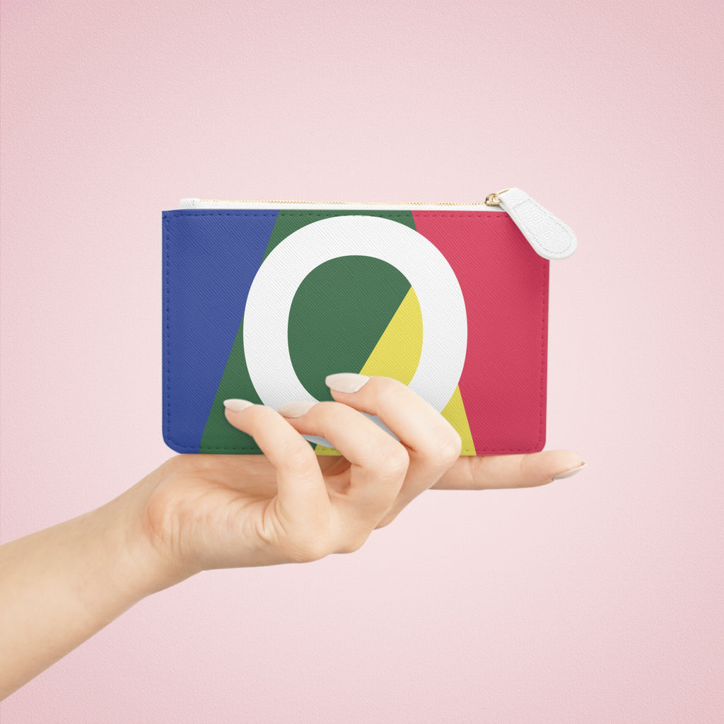 Initial O Mini Clutch — Colorblock Monogram Wristlet Wallet