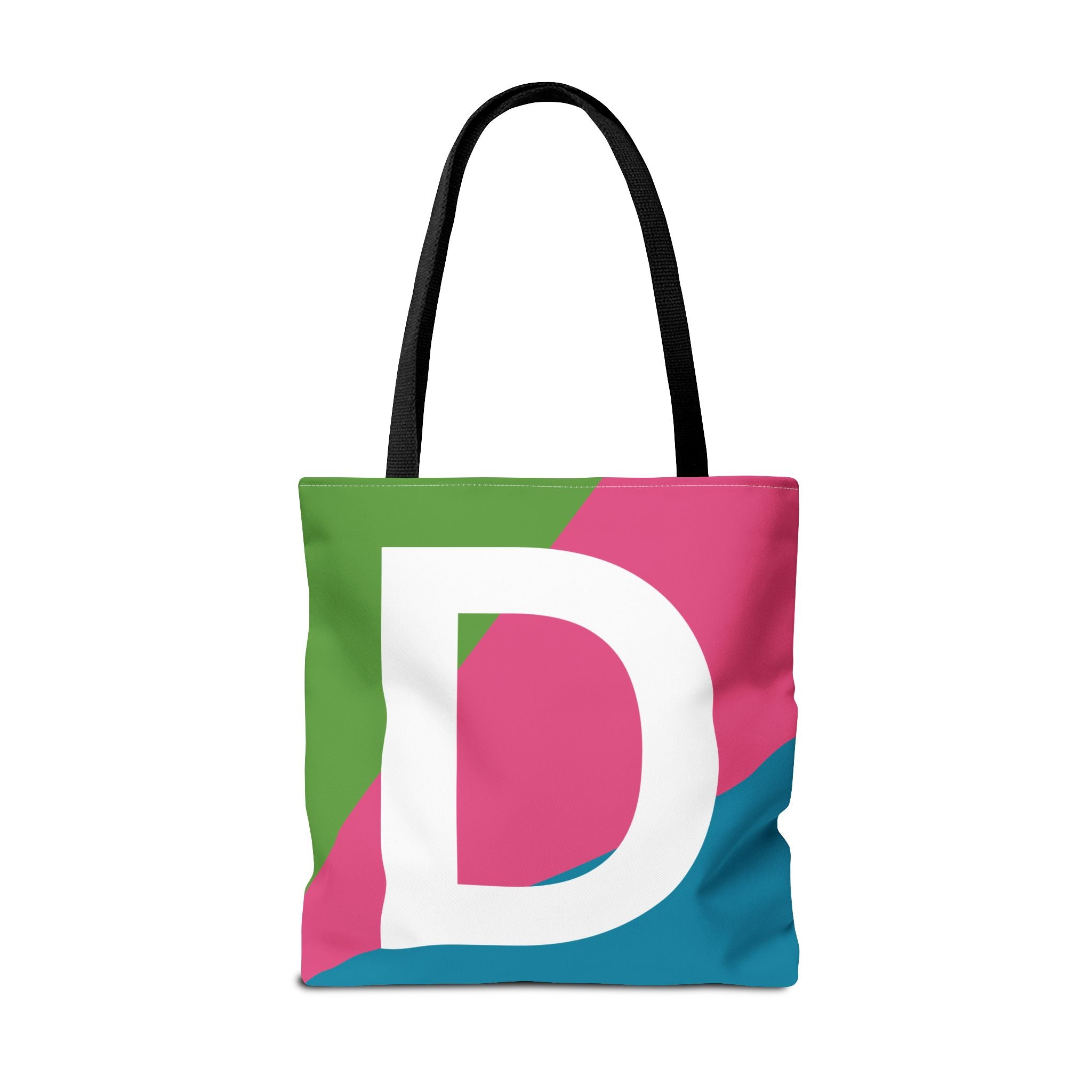Monogram 'D' Colorblock Tote Bag — Personalized Initial D Shoulder Tote