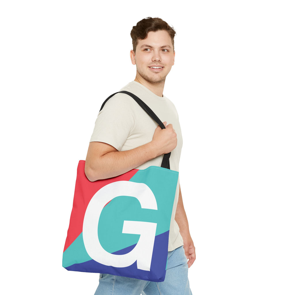 Monogram 'G' Colorblock Tote Bag — Personalized Initial G Shoulder Tote