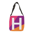 Initial Letter 'H' Colorblock Adjustable Tote Bag — Monogram Alphabet Shoulder Bag