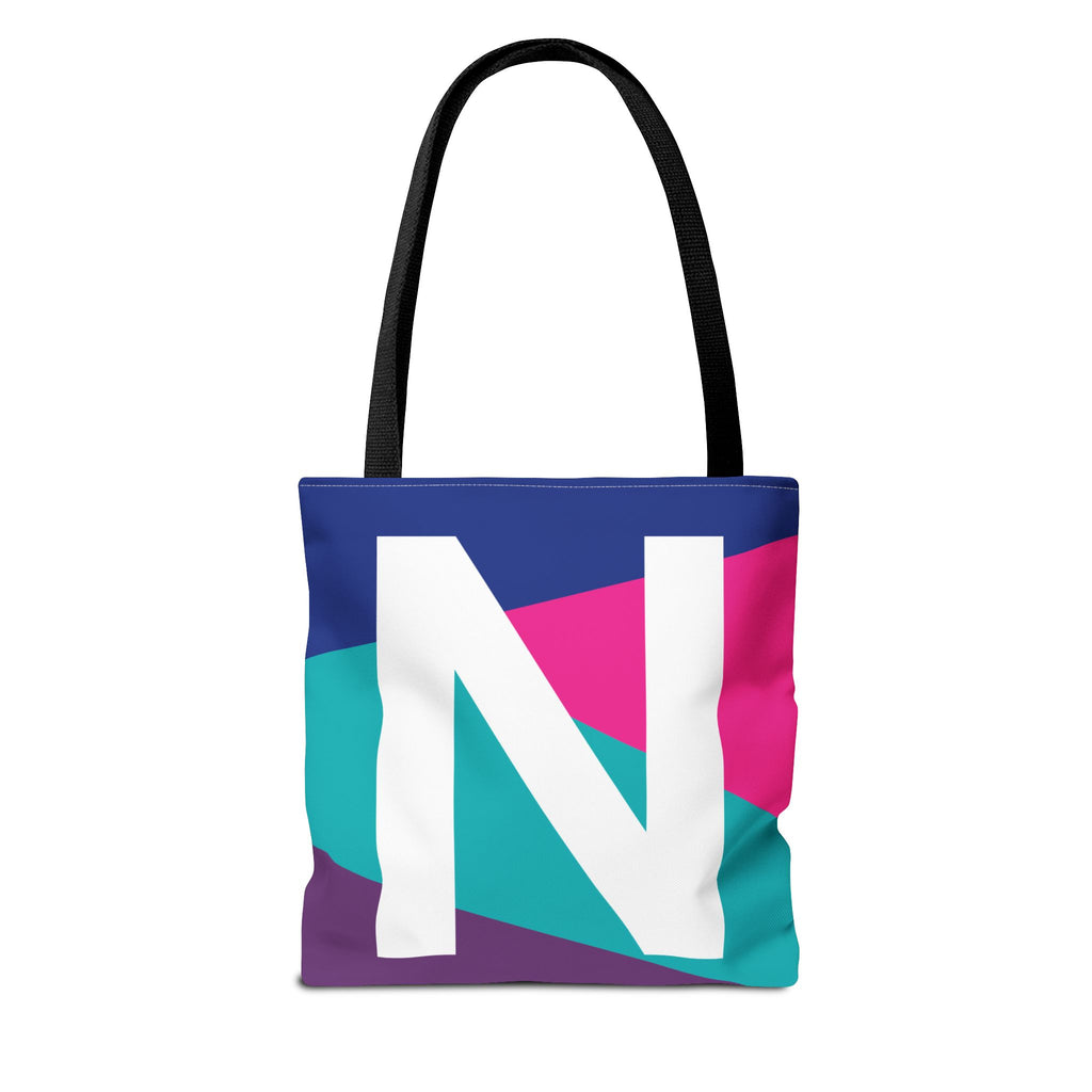 Monogram 'N' Colorblock Tote Bag — Personalized Initial N Shoulder Tote
