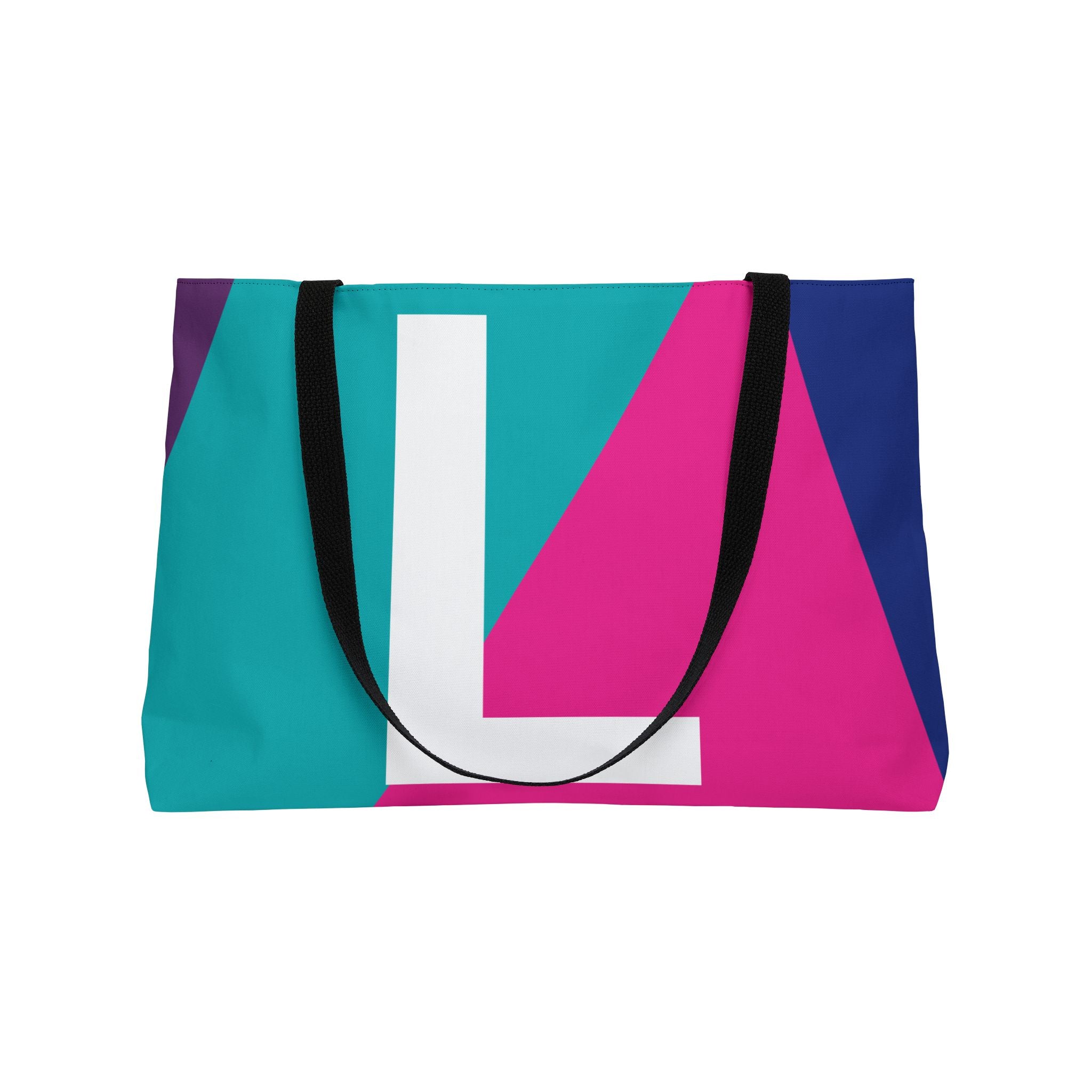 Personalized 'L' Colorblock Tote Bag — Monogram Weekender Tote