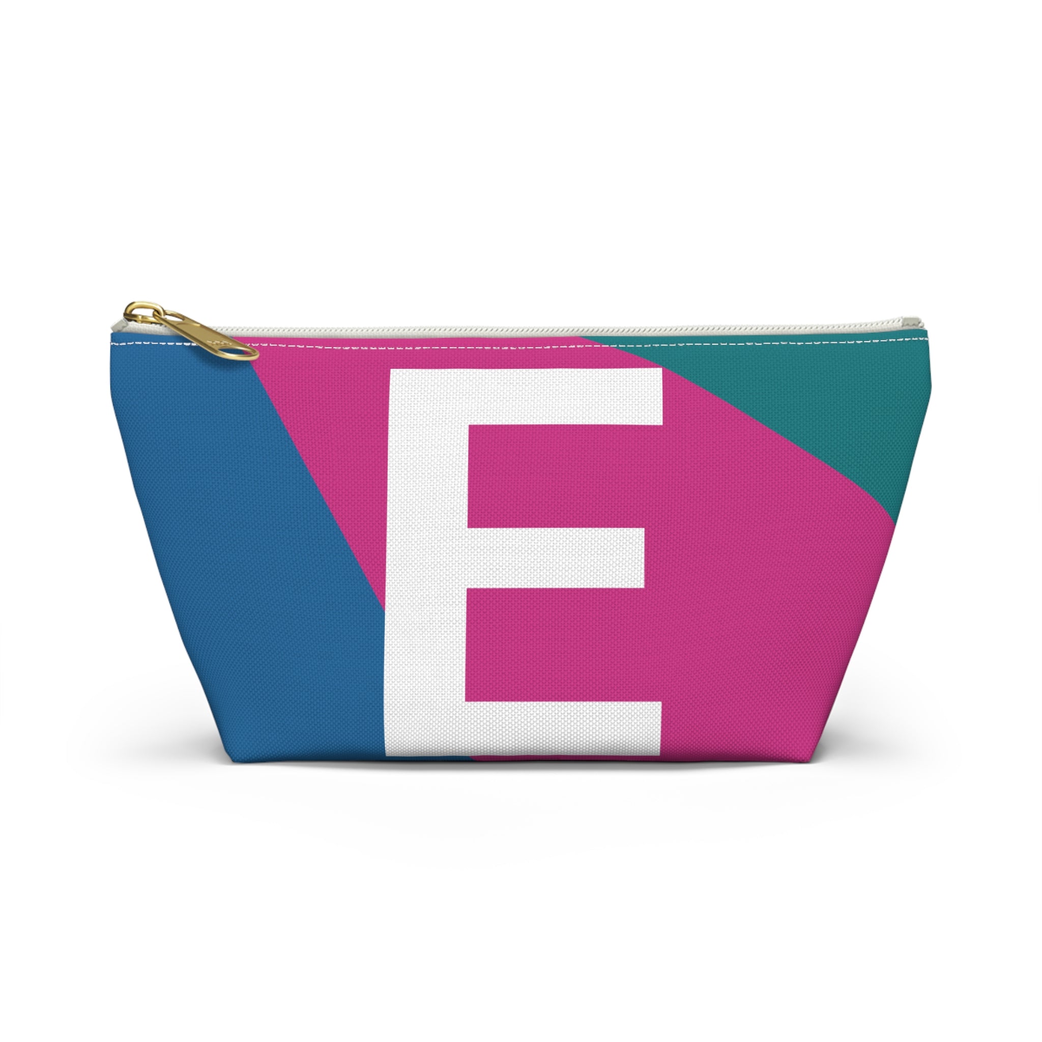 Initials Colorblock Accessory Pouch — Monogram E T-Bottom Cosmetic Bag
