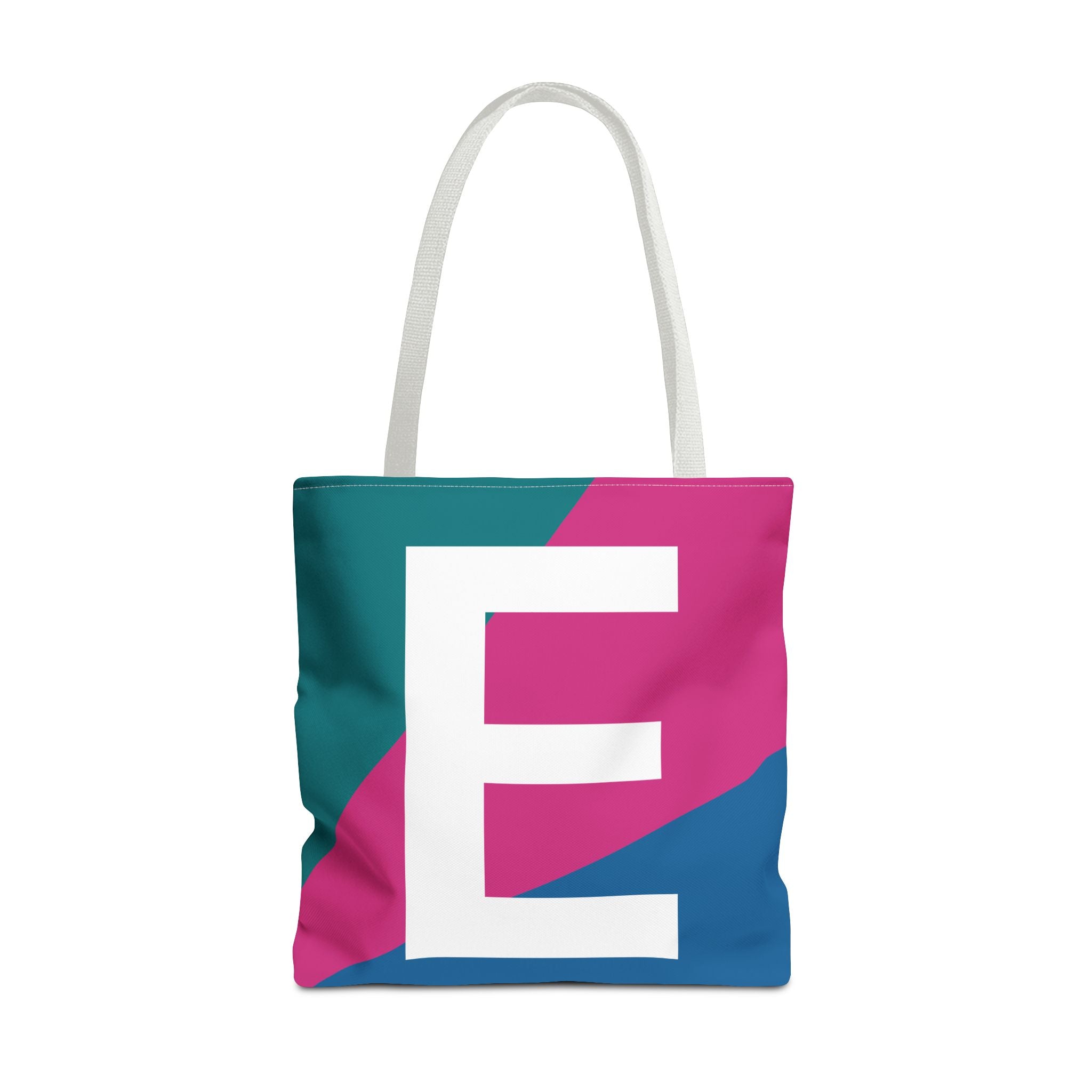 Monogram 'E' Colorblock Tote Bag — Personalized Initial E Shoulder Tote