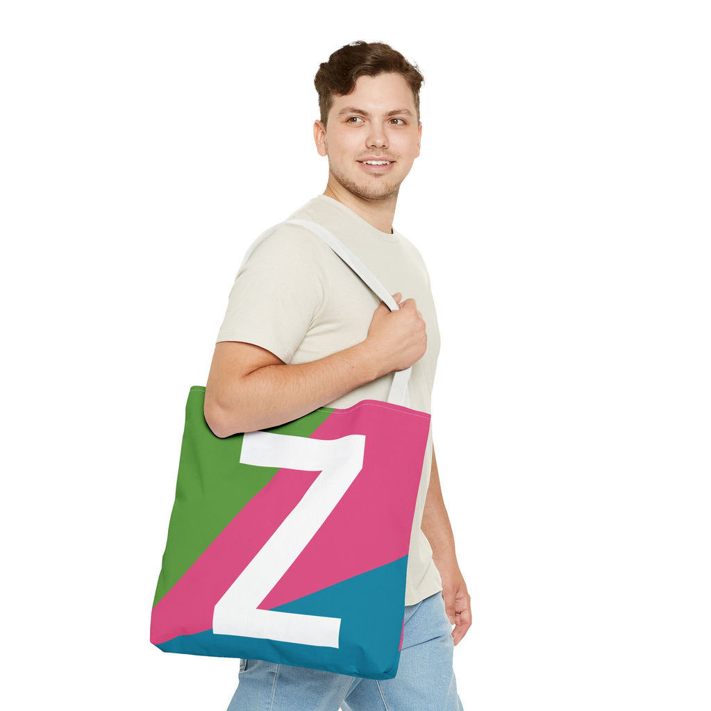 Monogram 'Z' Colorblock Tote Bag — Personalized Initial Z Shoulder Tote