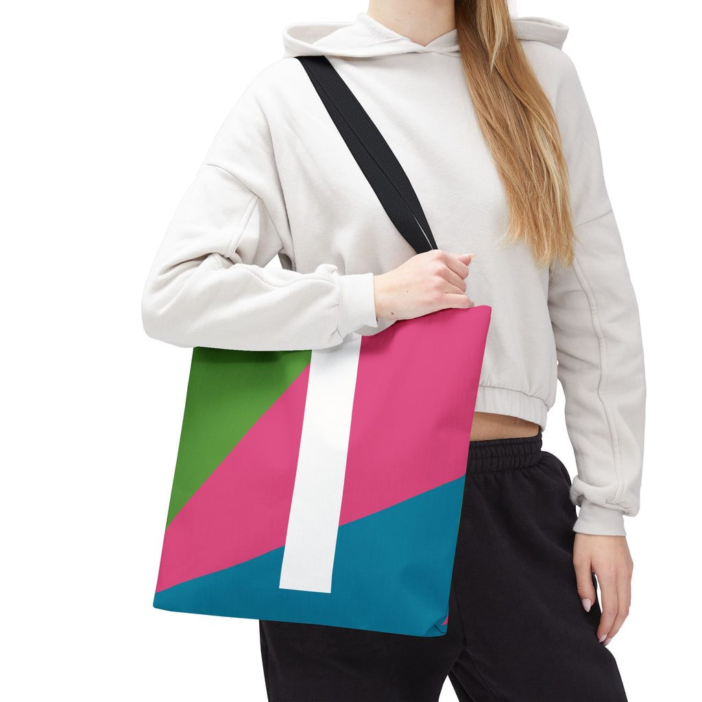 Monogram 'I' Colorblock Tote Bag — Personalized Initial I Shoulder Tote
