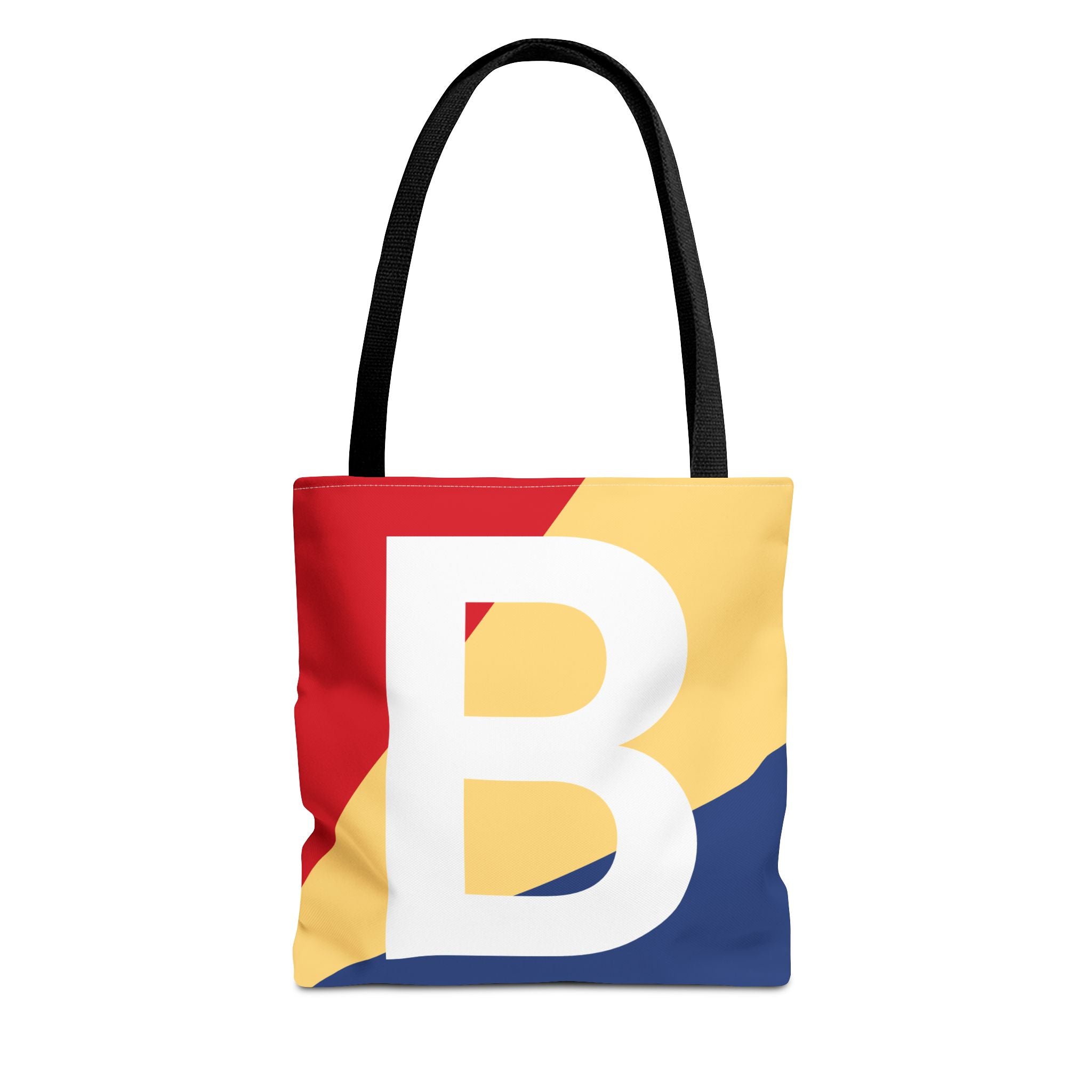 Monogram 'B' Colorblock Tote Bag — Personalized Initial B Shoulder Tote