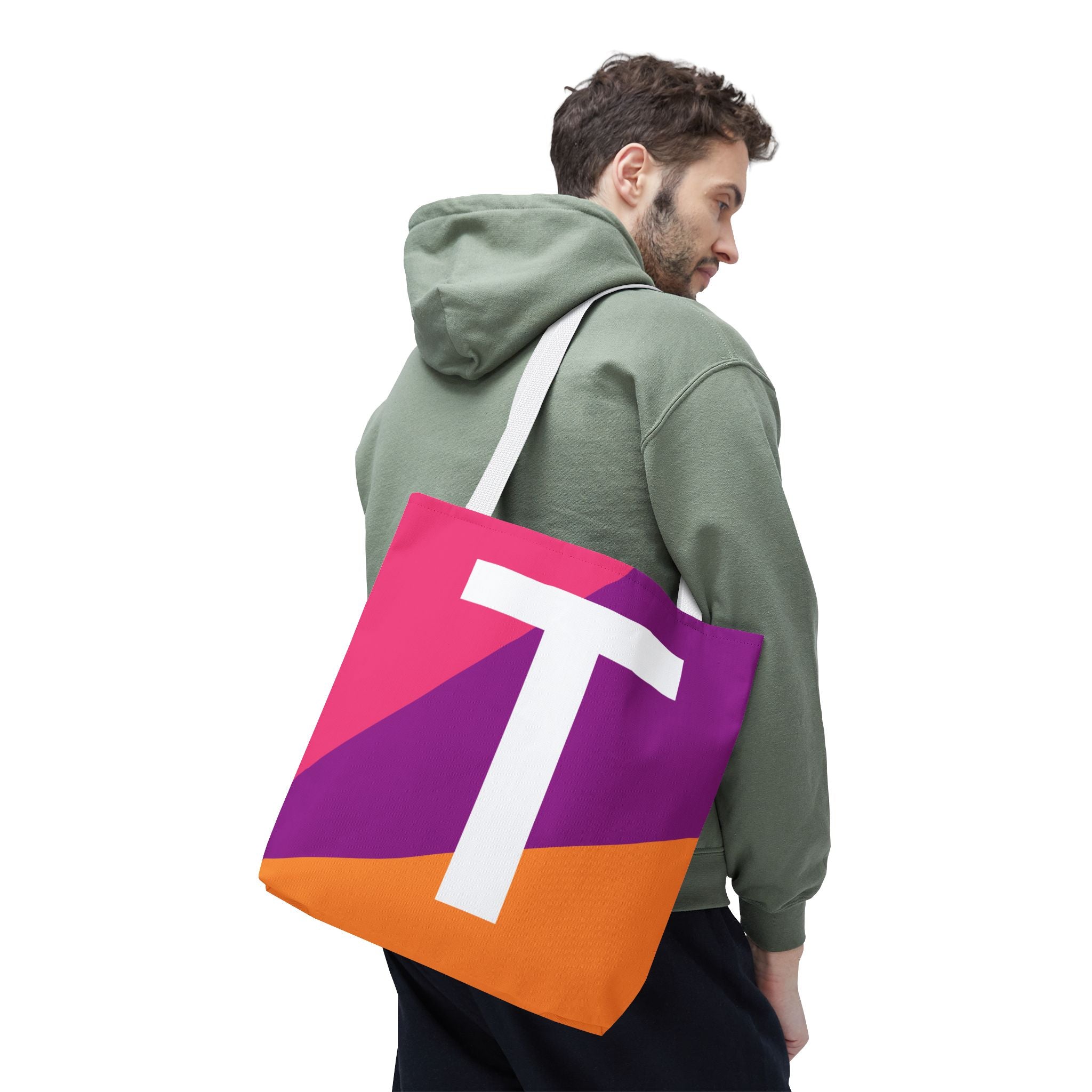 Monogram 'T' Colorblock Tote Bag — Personalized Initial T Shoulder Tote