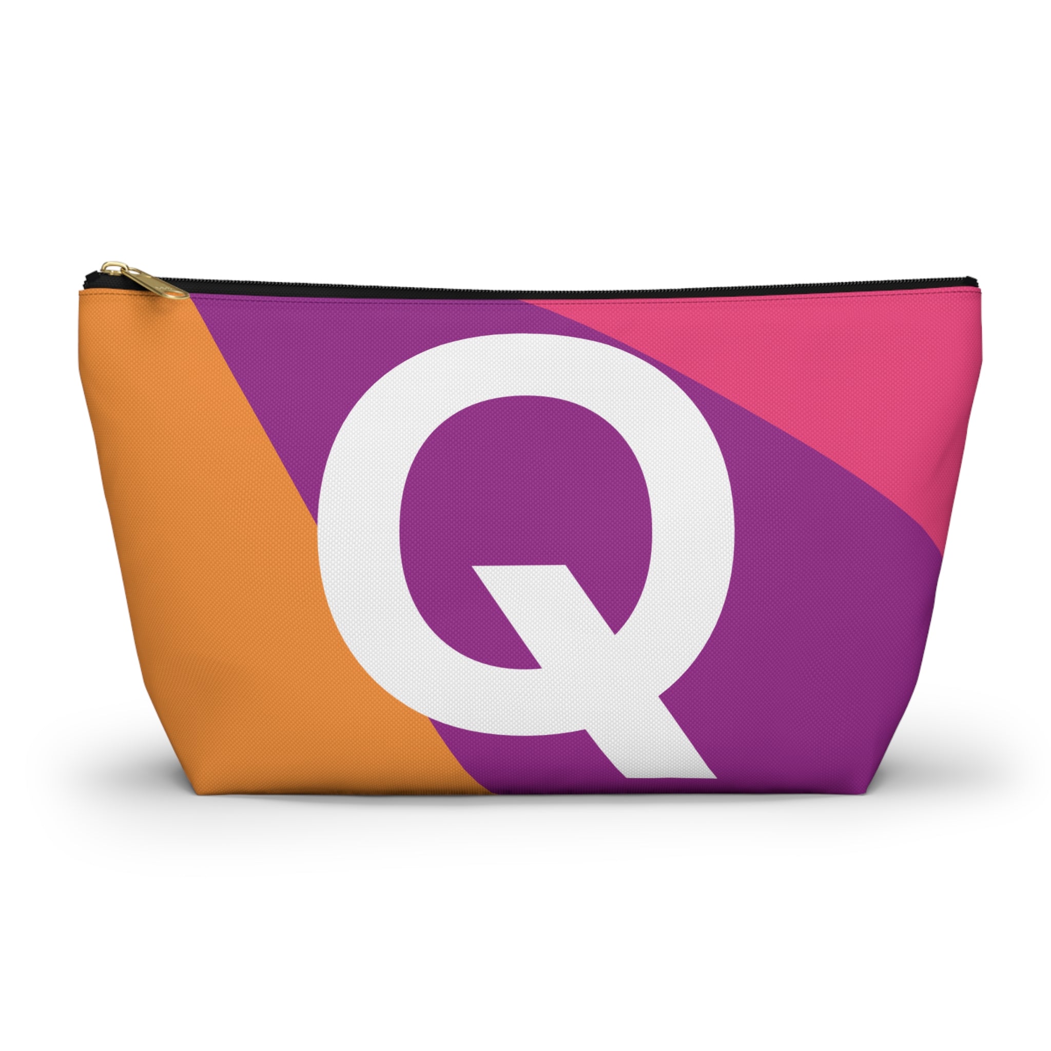 Initials Colorblock Accessory Pouch — Monogram Q T-Bottom Cosmetic Bag