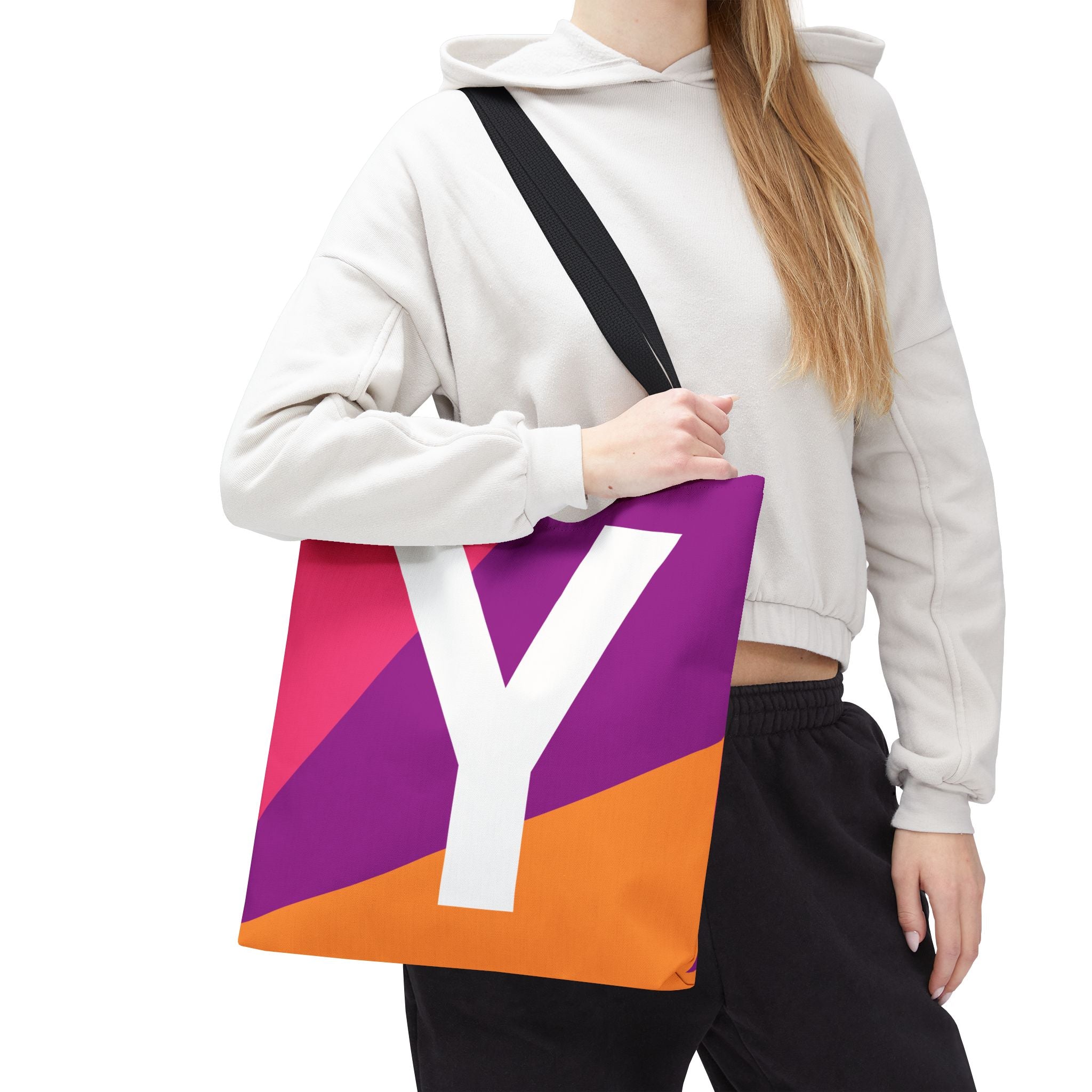 Monogram 'Y' Colorblock Tote Bag — Personalized Initial Y Shoulder Tote