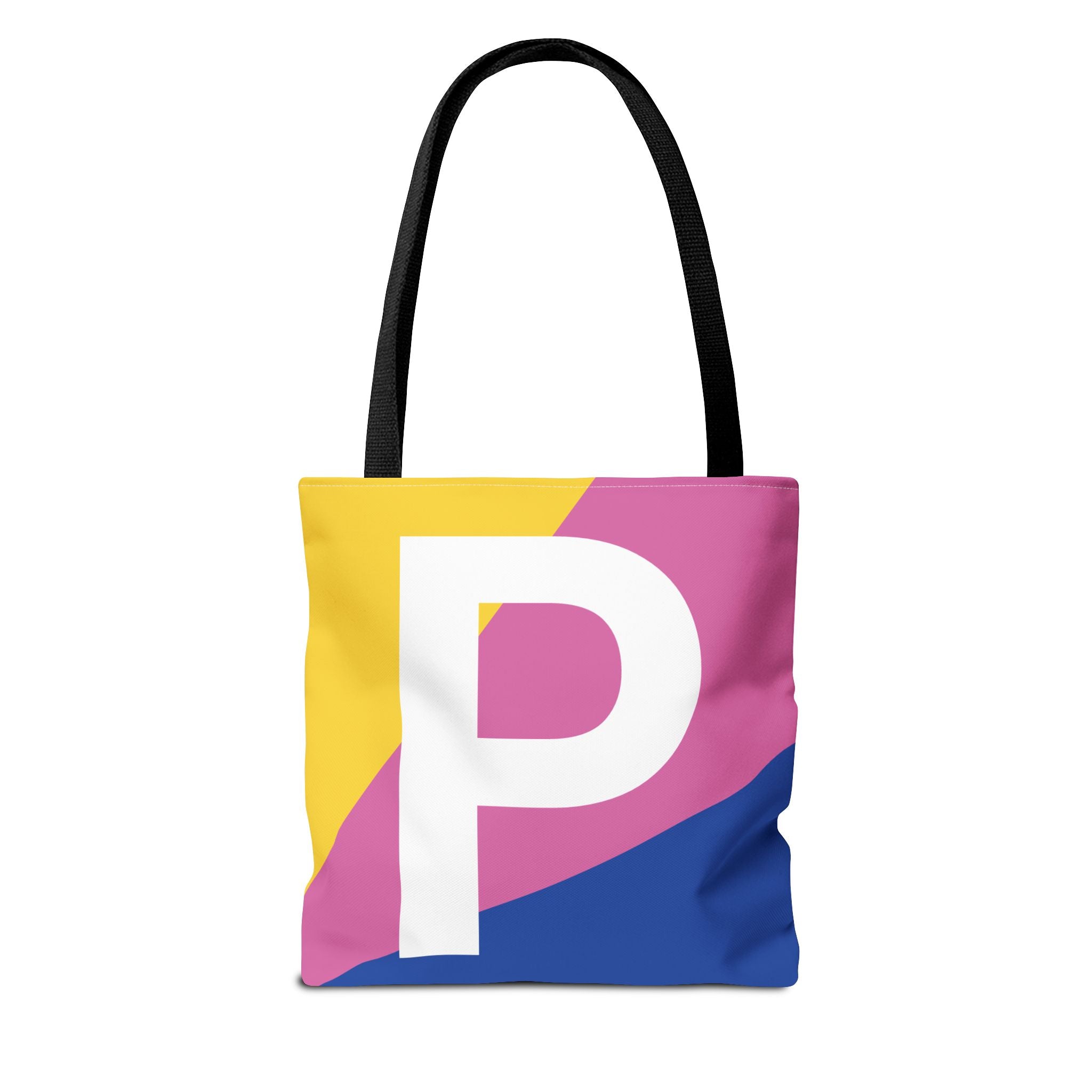 Monogram 'P' Colorblock Tote Bag — Personalized Initial P Shoulder Tote