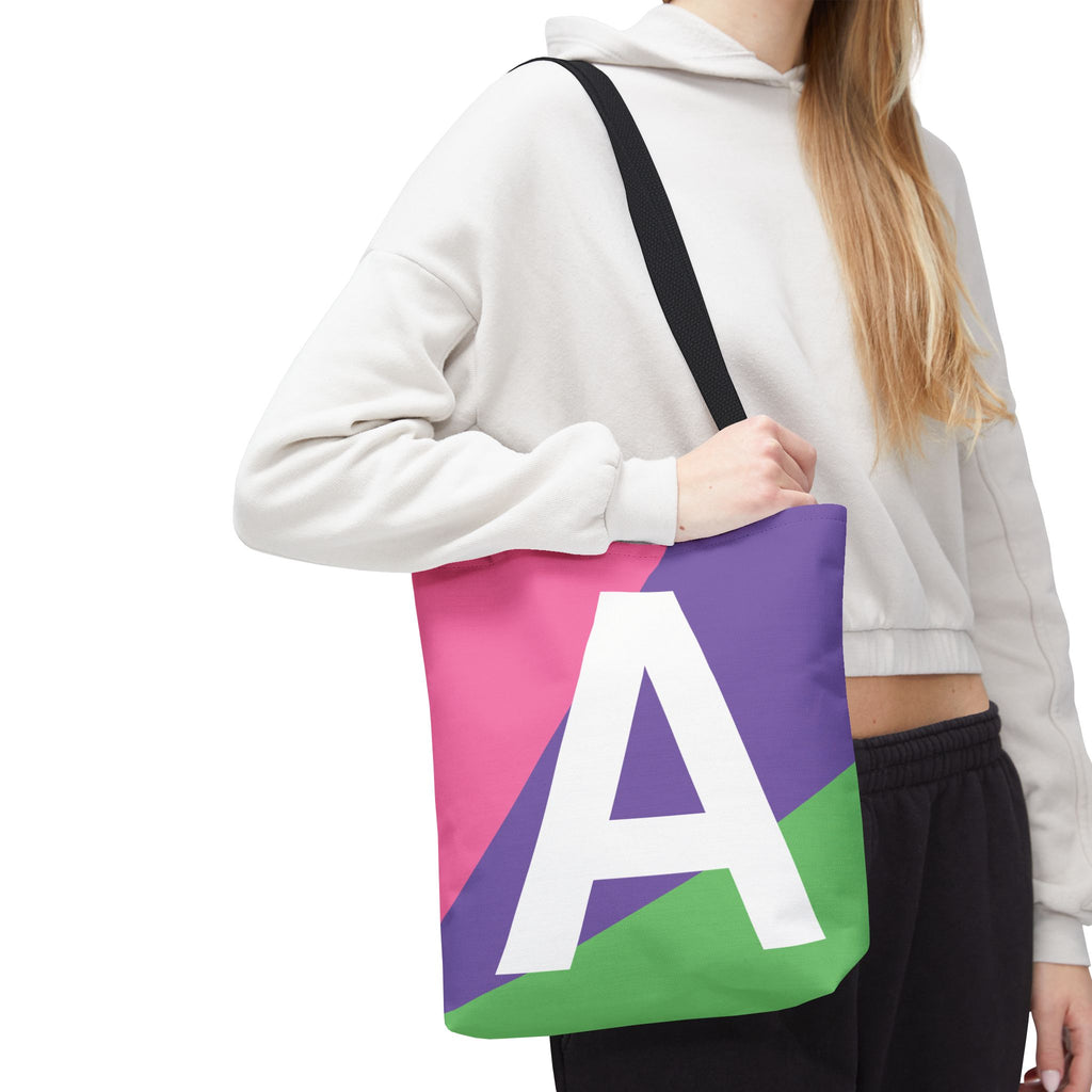 Monogram 'A' Colorblock Tote Bag — Personalized Initial A Shoulder Tote