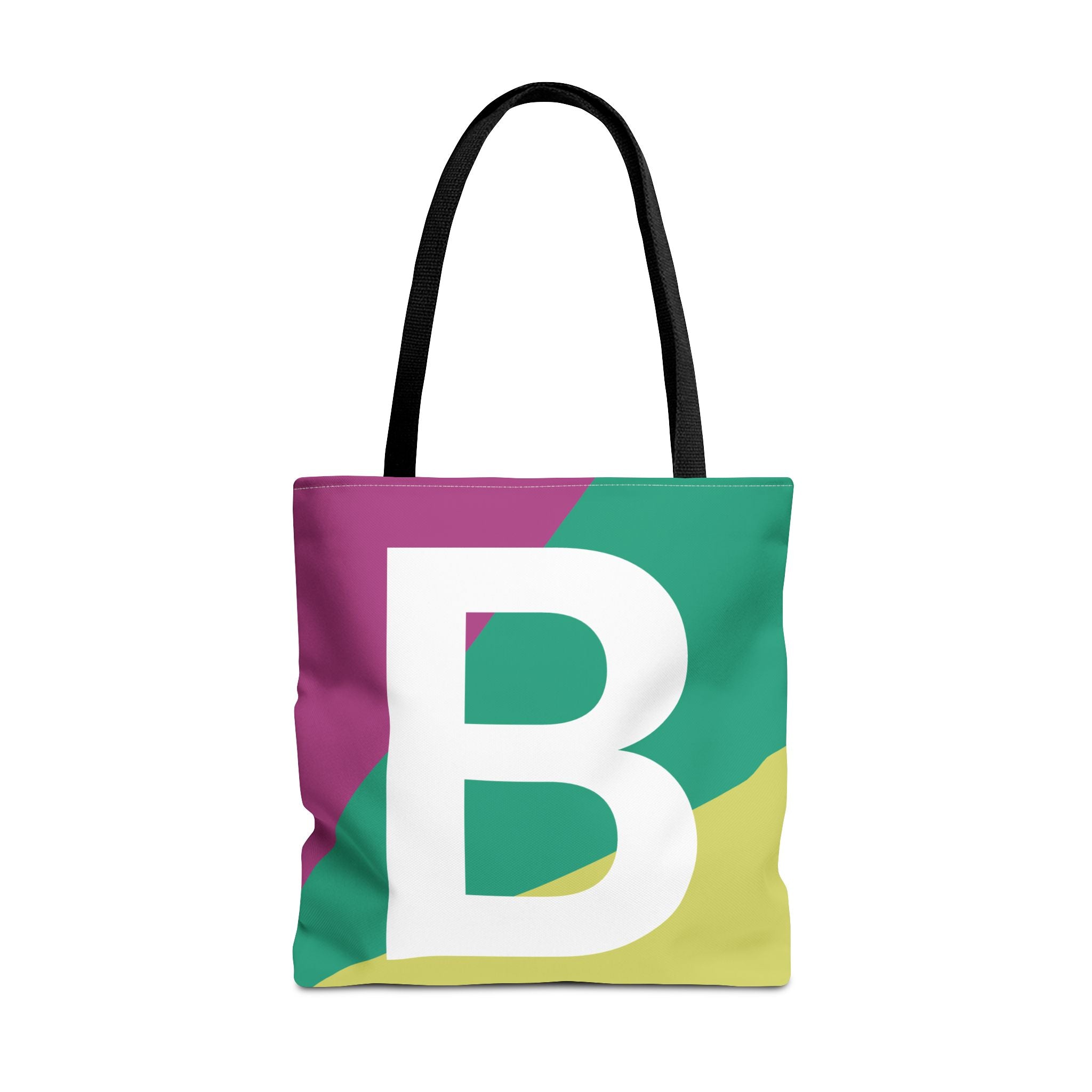Monogram 'B' Colorblock Tote Bag — Personalized Initial B Shoulder Tote